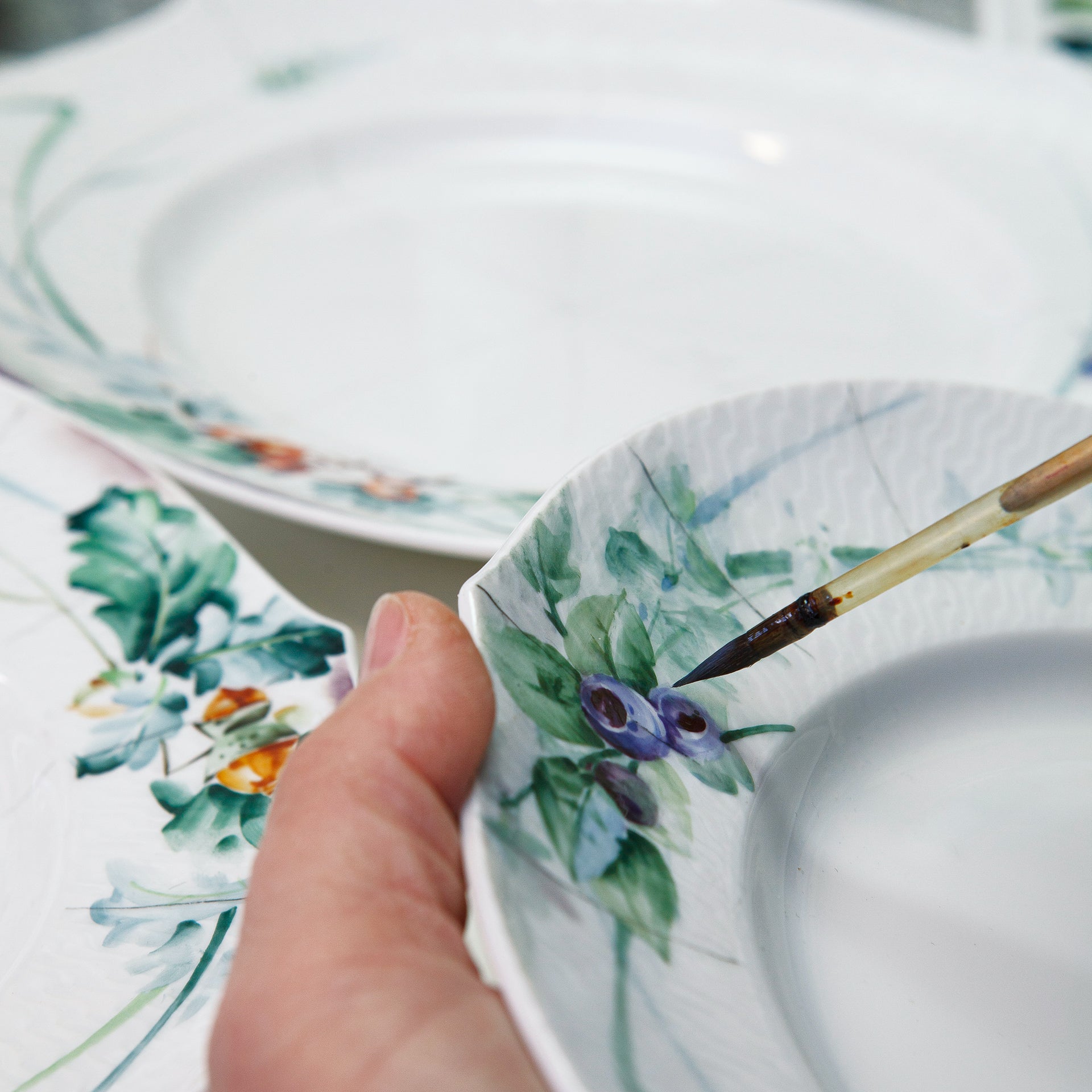 Beilagenschale, Waldflora, L 21,5 cm | Meissen Wellenspiel Relief 614501 - 29283 - Meissen Weimar