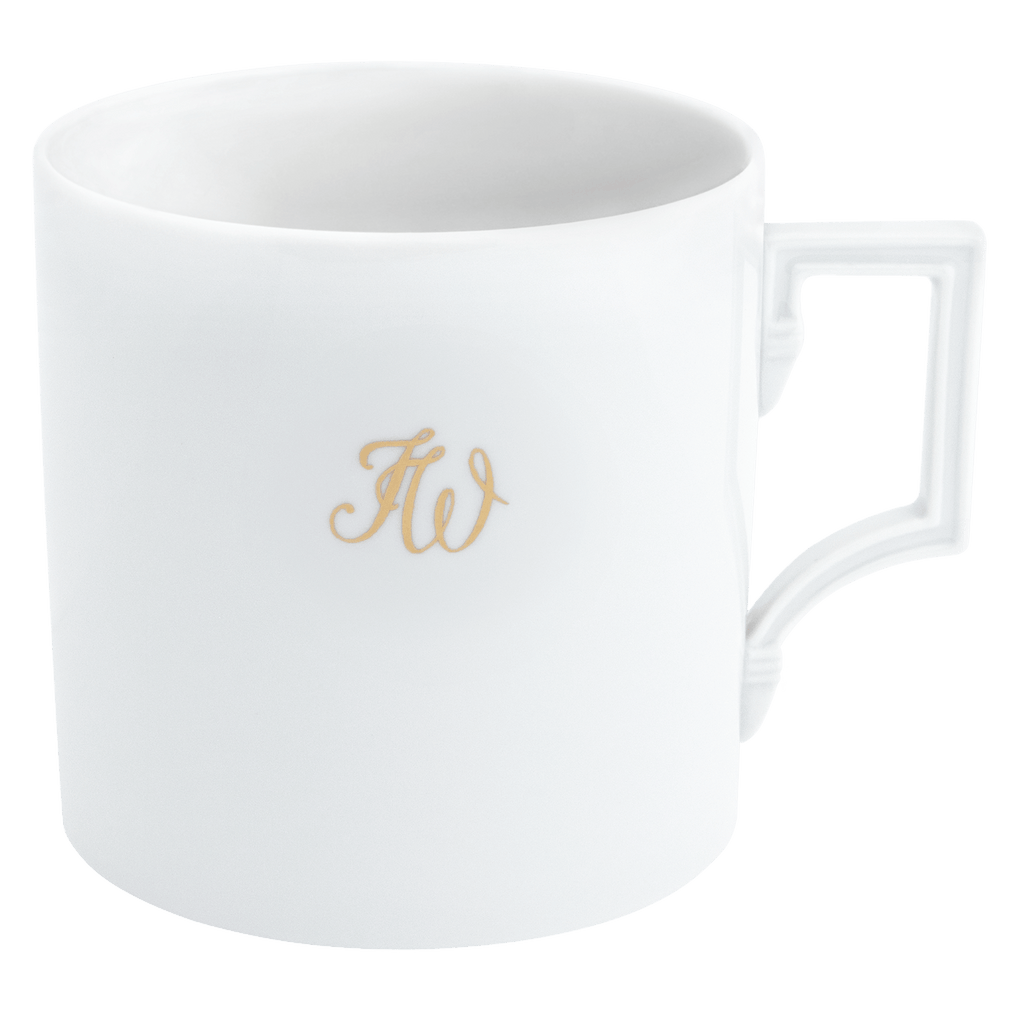 Big Mug Monogramm Gold H 10 cm, V 0,5 l – Edler Porzellanbecher