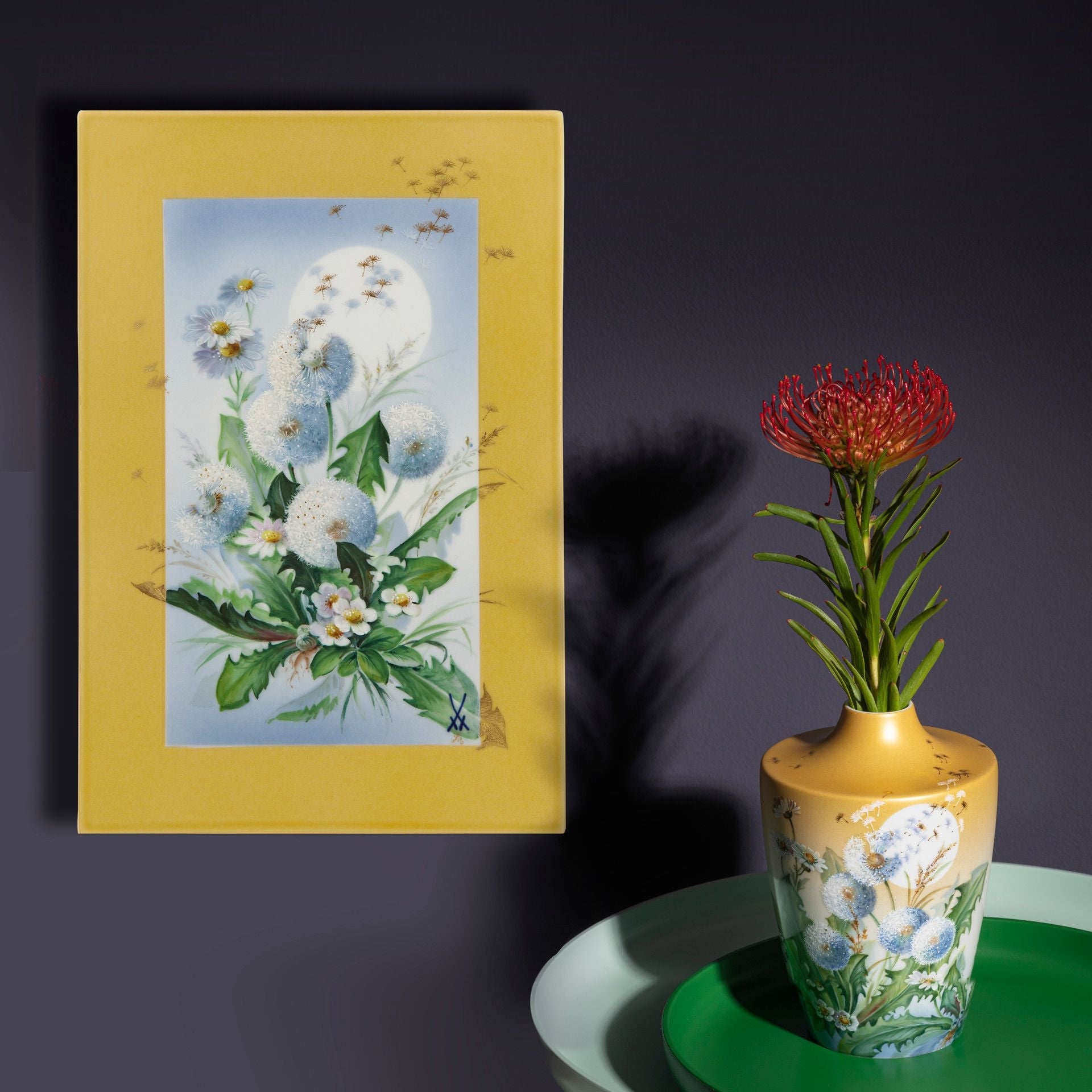 Bildplatte Pusteblume, Porzellan, H 30 cm | Meissen Limitierte Meisterwerke 932f84 - 9m226 - Meissen Weimar