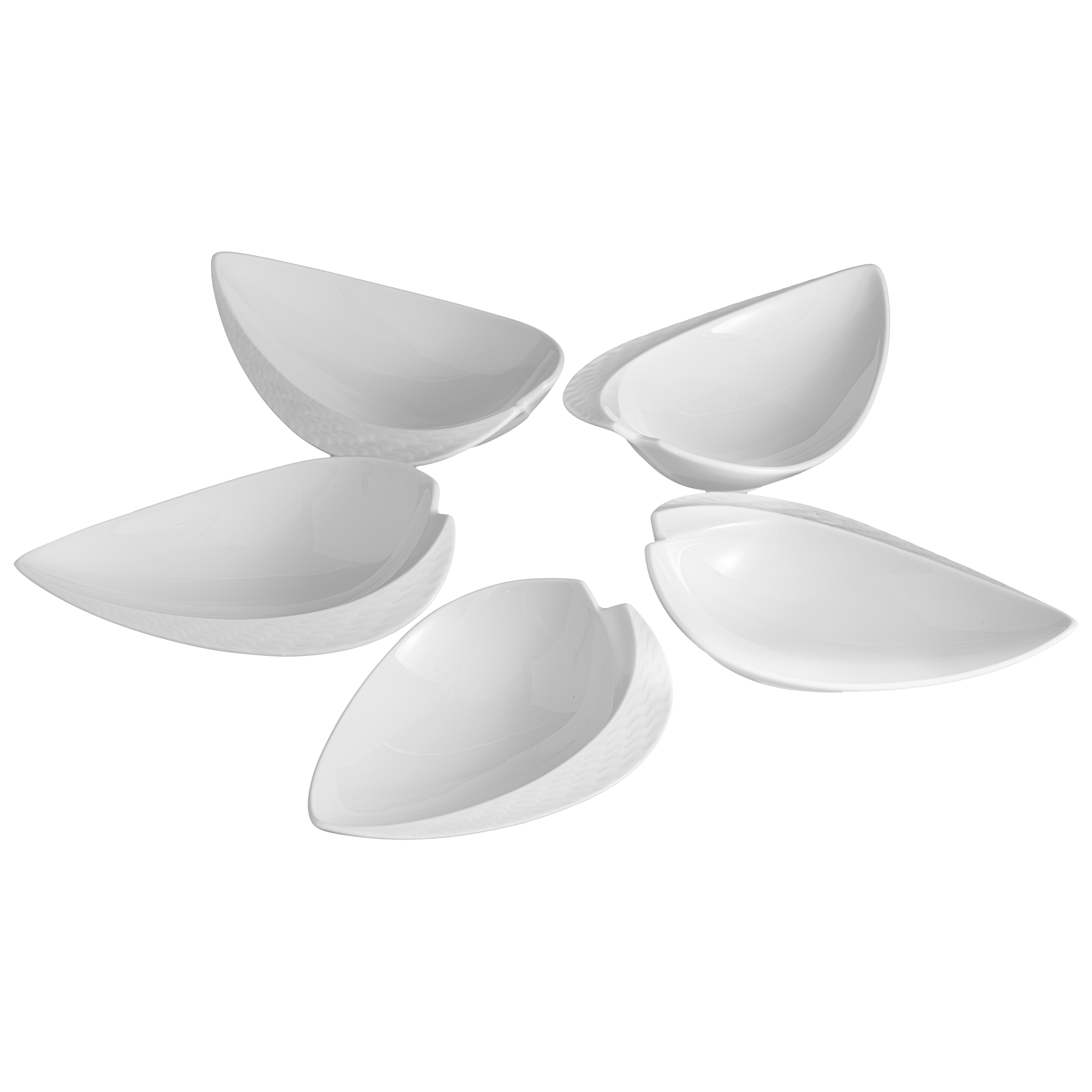 Blattschalen - Set, 5 Schalen, Weiß | Accessoires Meissen Wellenspiel Relief 000001 - C2946 - Meissen Weimar
