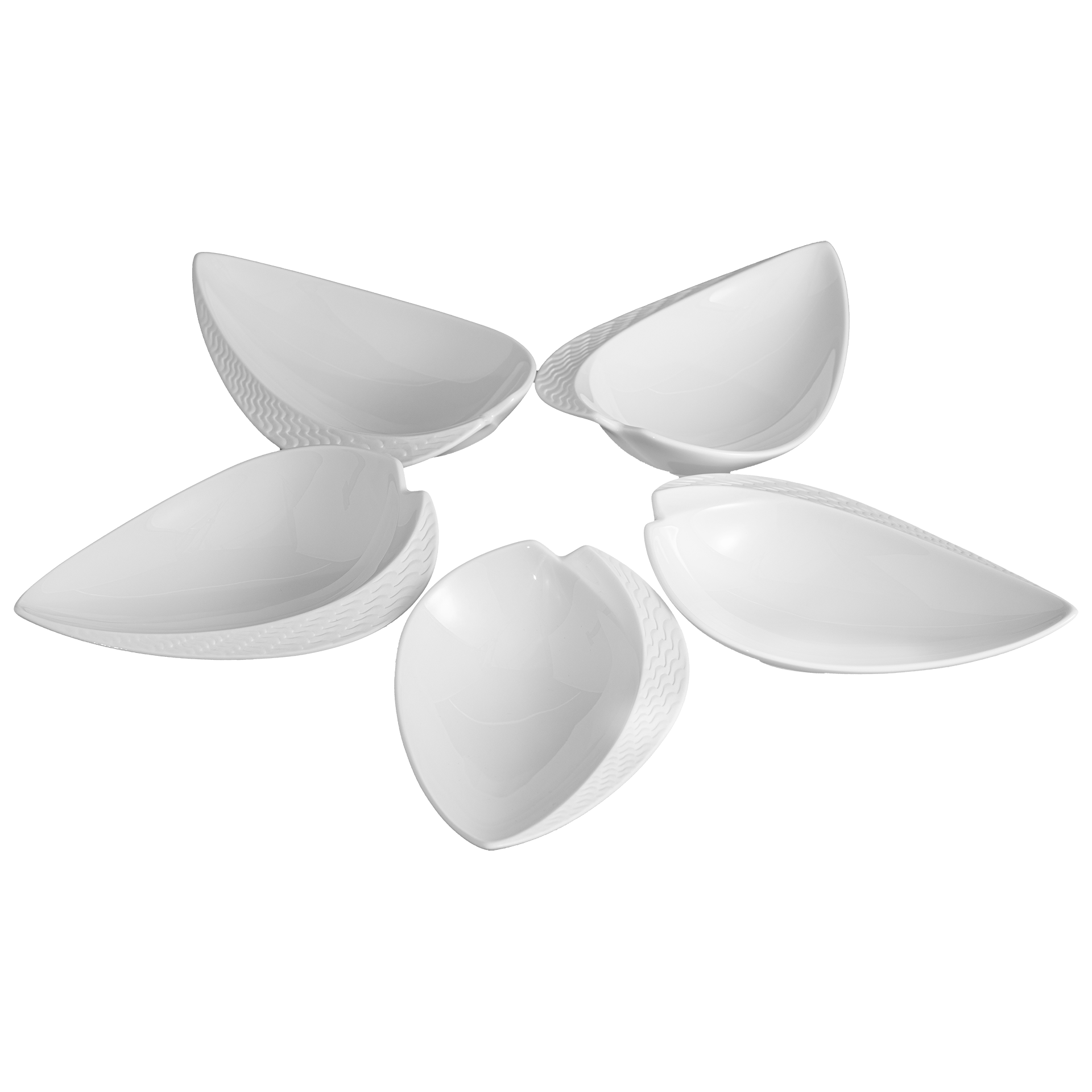 Blattschalen - Set Wellenspiel Relief, Ø 23 cm, 5 - teilig | Meissen Wellenspiel Relief 860101 - c2946 - Meissen Weimar