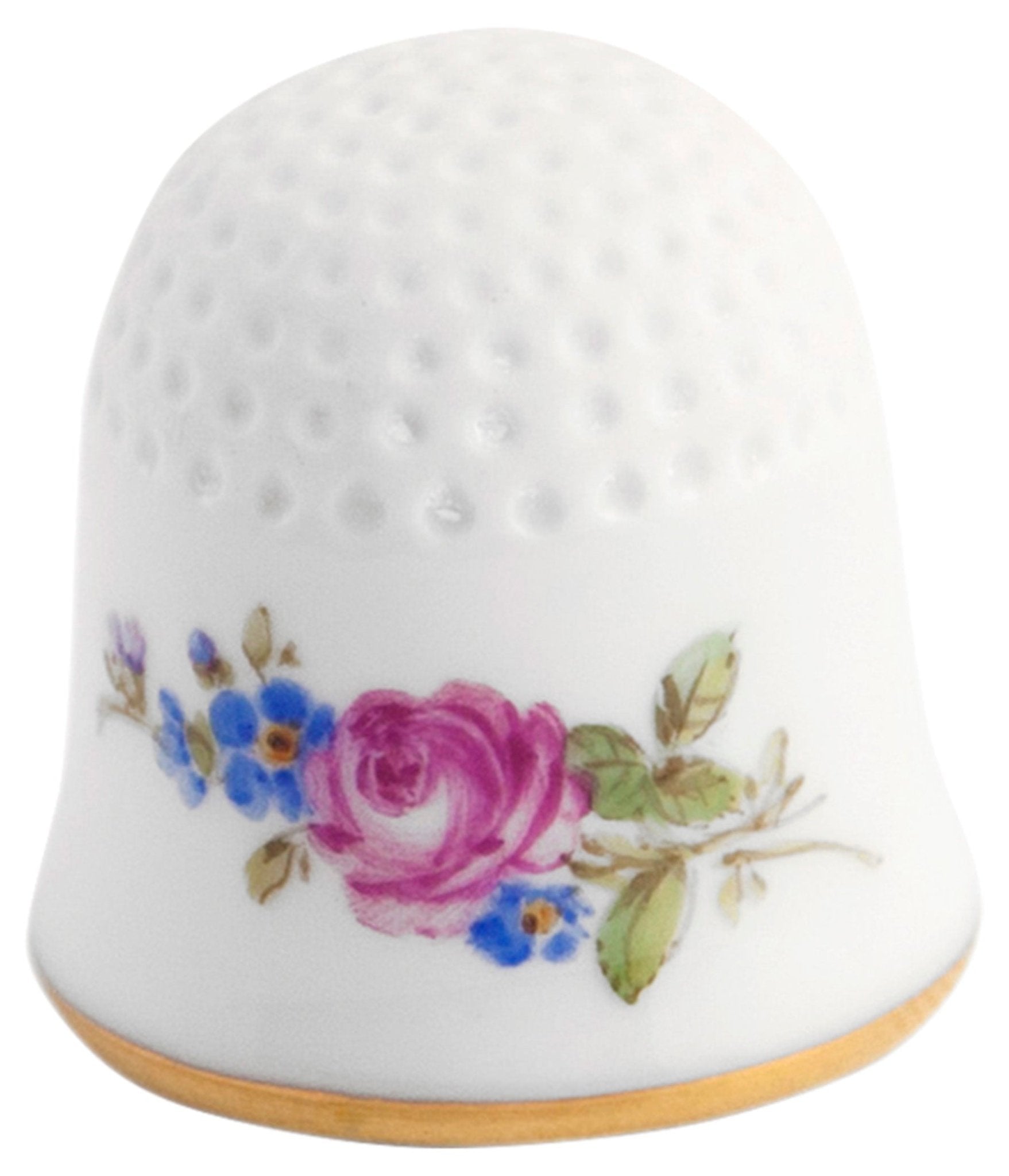 Blume 2, seitlich, leichte Manier, gestreut, bunt, Goldrand, 2,5 cm 059010 - 53766 - Meissen Weimar