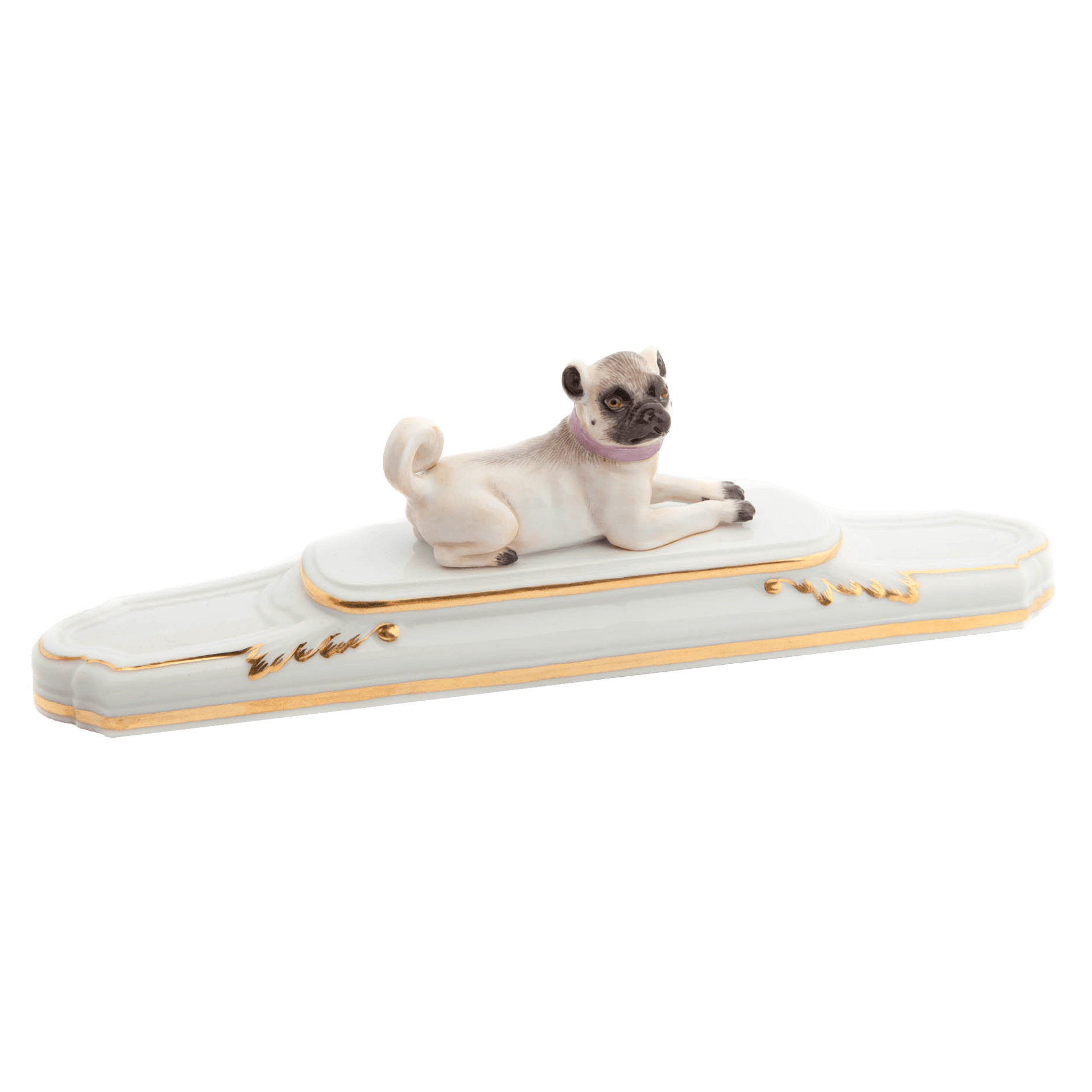 Briefbeschwerer, Mops, L 19.5 cm | Meissen Einzelplastik 900300-78618 - Meissen Weimar