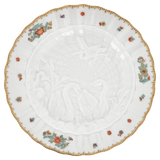 Brotteller, Indische Blumenzweige, gestreute Blümchen, Goldkante, Goldrand, Ø 16,5 cm | Meissen Schwanendessin