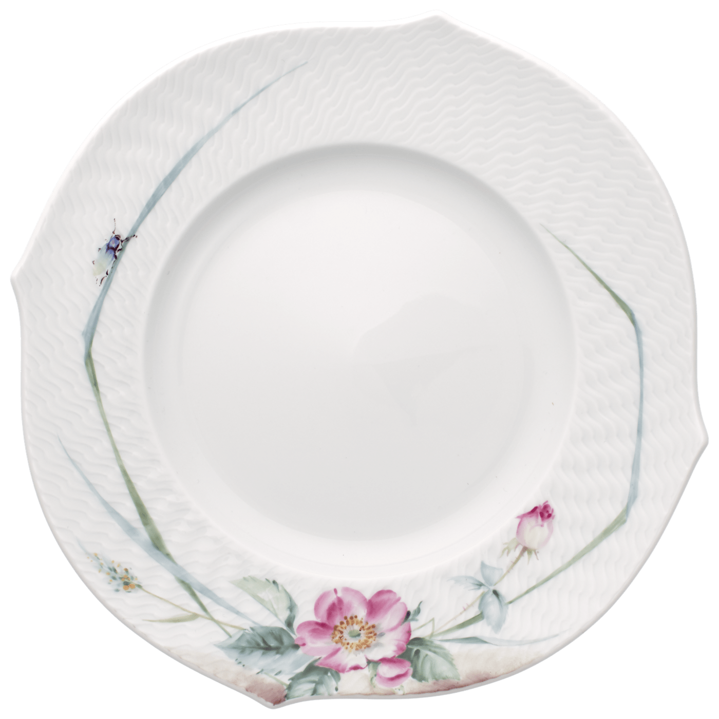 Brotteller Waldflora Heckenrose, Ø 19,5 cm | Meissen Wellenspiel Relief 61c014 - 29470 - Meissen Weimar