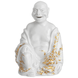 Buddha Figur, Weiß mit Golddekor, H 11.5 cm | Meissen Figuren Individuell
