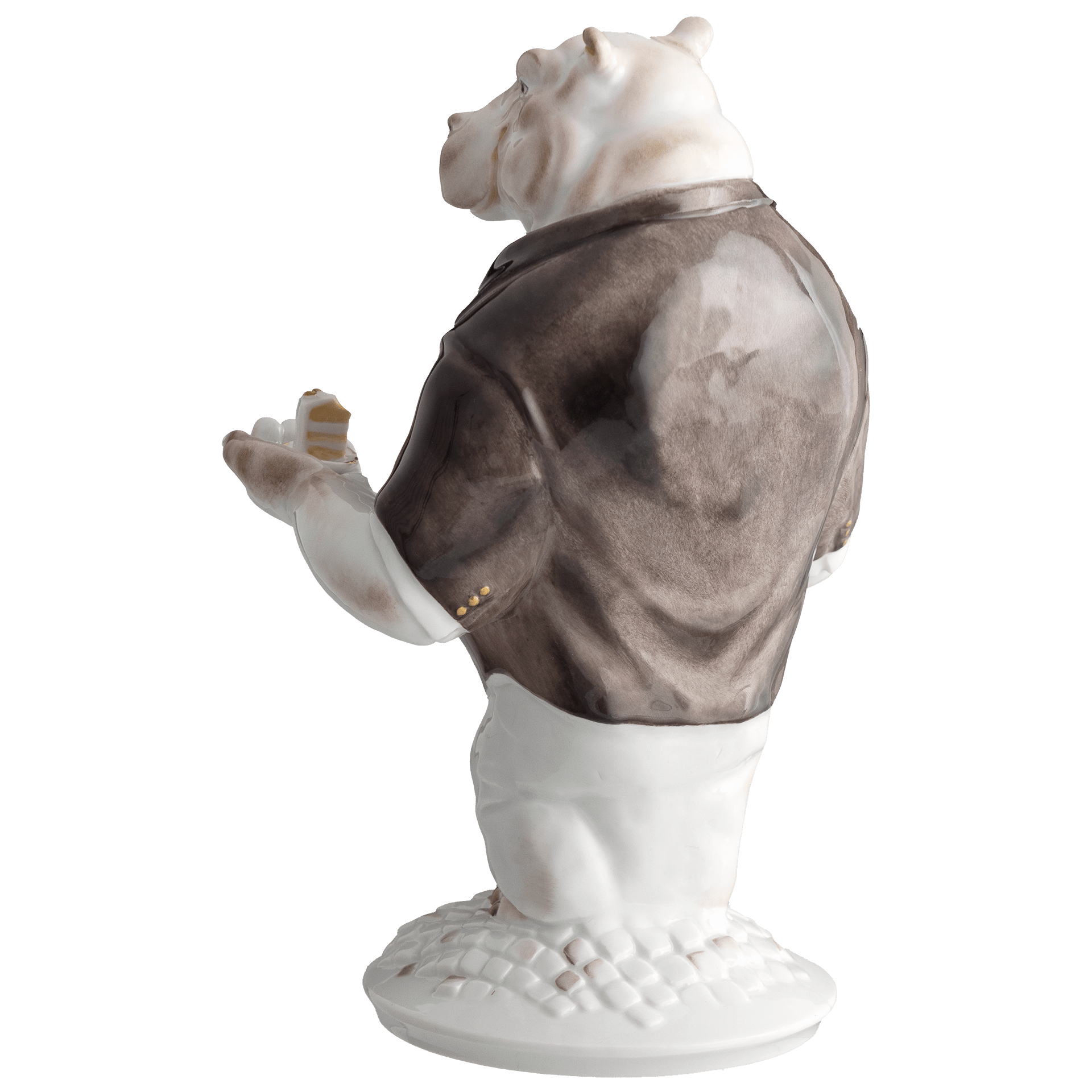 Bunt staffiertes Nilpferd mit Brille - 'Mr. Moderate', H 18 cm | Meissen Skulpturen - Atelier 900300 - 78058 - Meissen Weimar