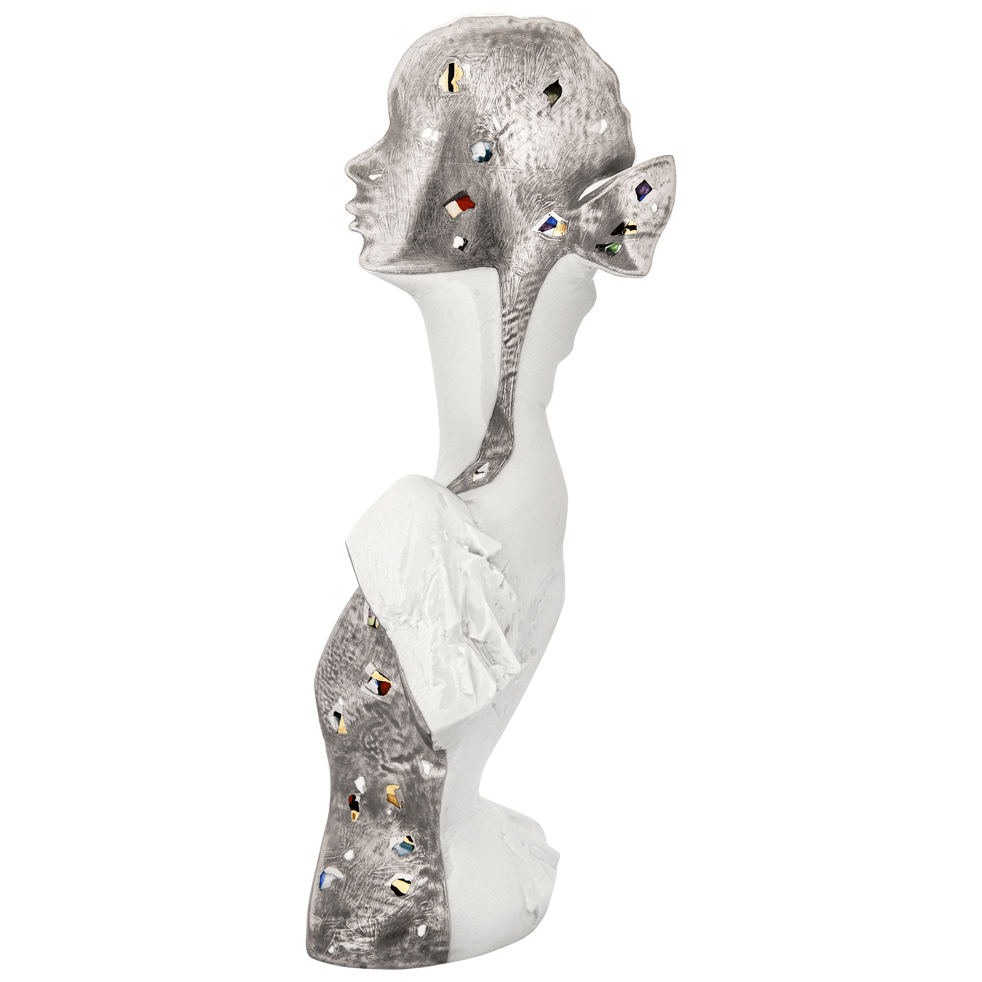 Büste Butterfly, Platin - Dekor, H 28 cm, limitiert | Meissen Figuren Individuell 90a474 - 73479 - Meissen Weimar