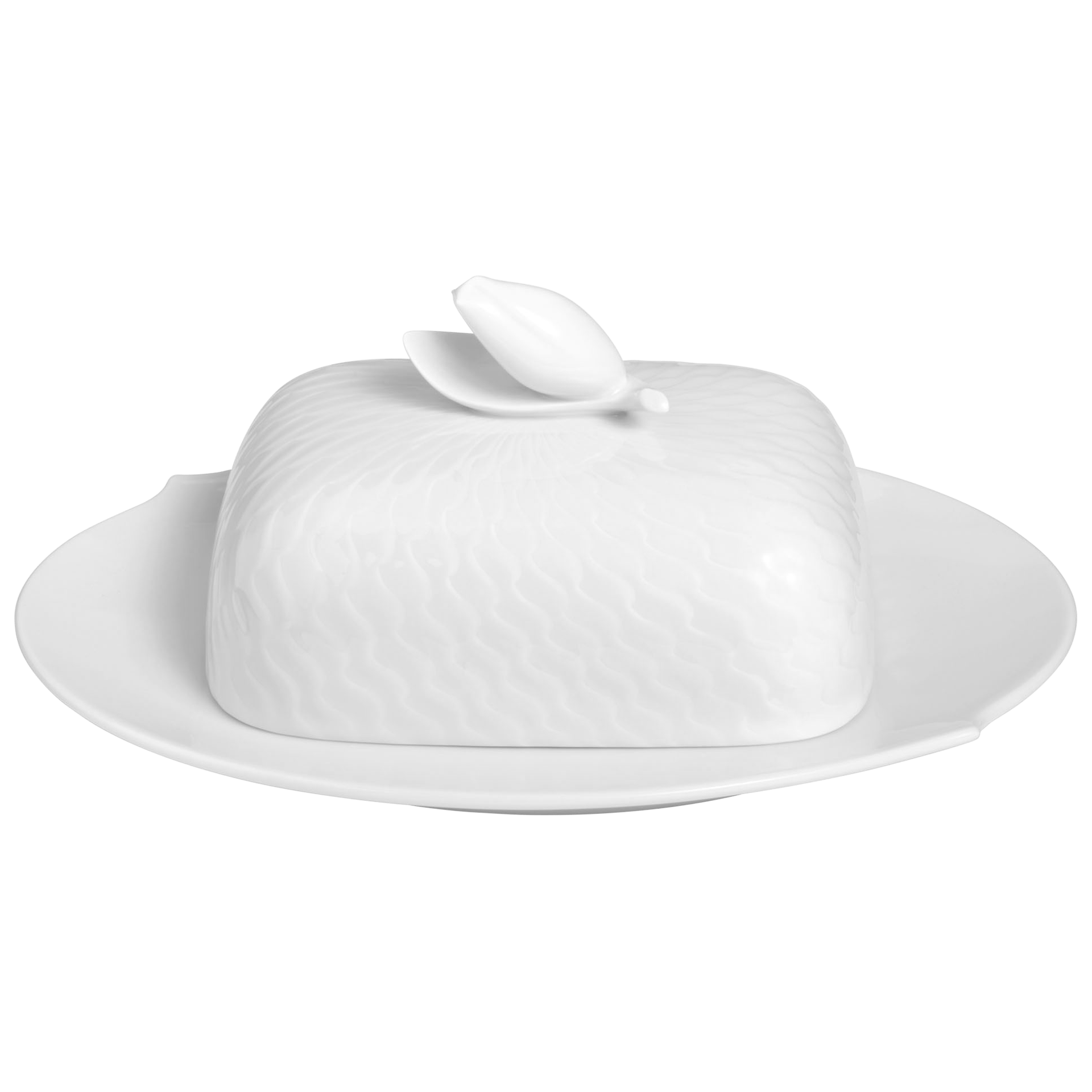 Butterdose Weiß L 22 cm | Meissen Wellenspiel Relief 000001 - 29147 - Meissen Weimar