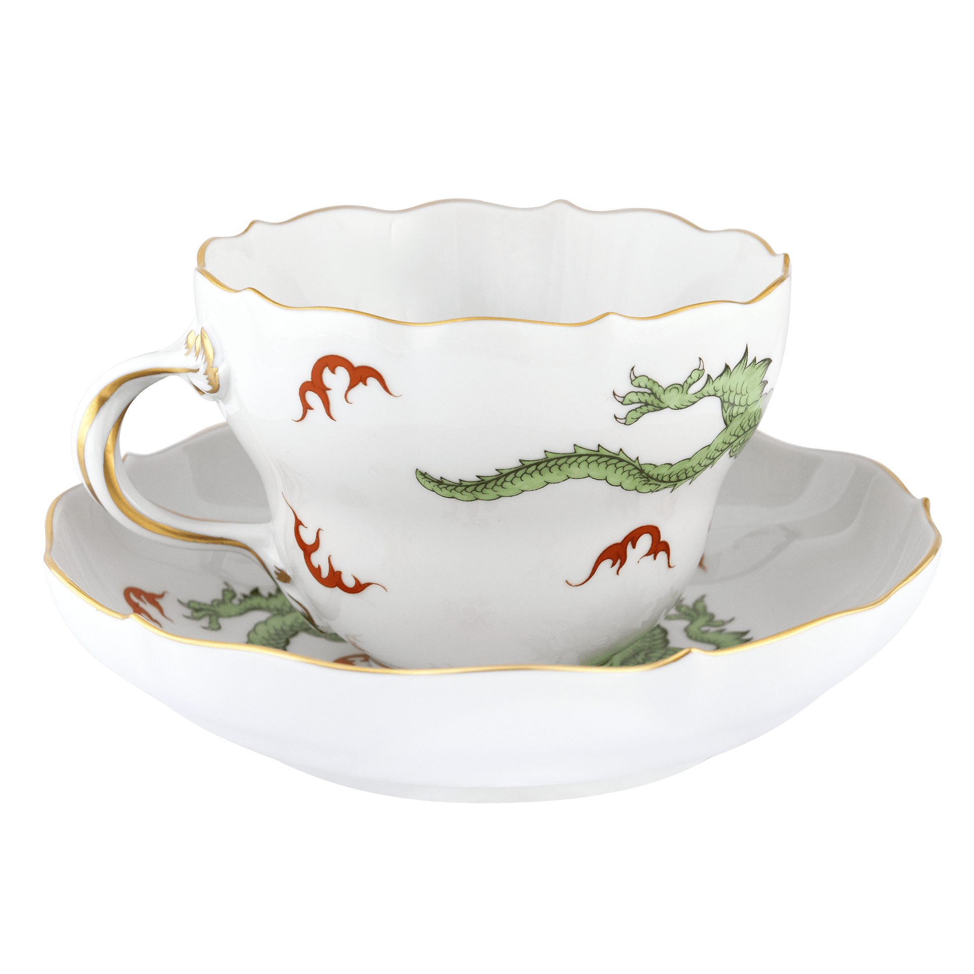 Cappuccinotasse, Ming - Drache, grün, handausgemalt, V 0,25 l | Meissen Neuer Ausschnitt 33D310-00584 - Meissen Weimar