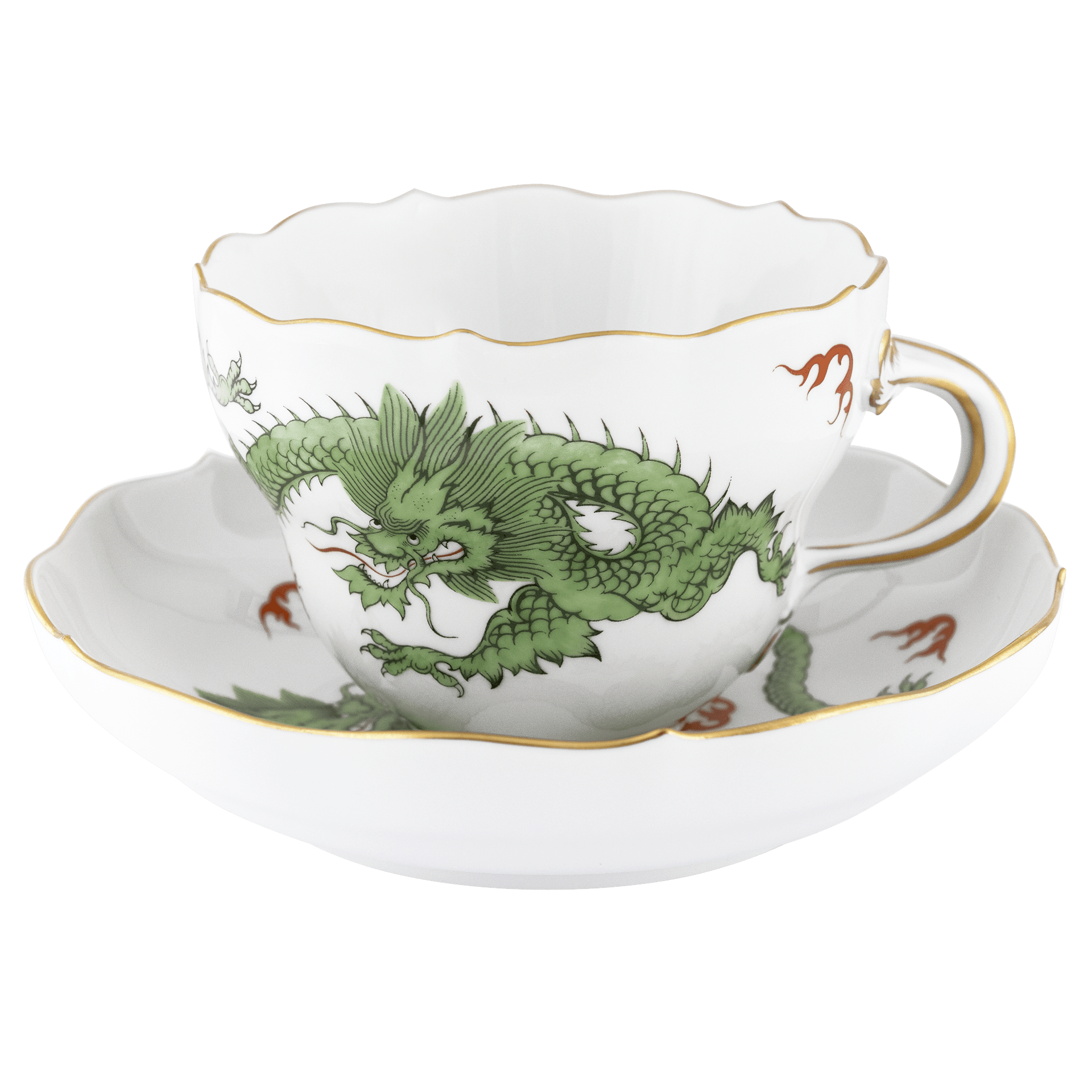 Cappuccinotasse, Ming - Drache, grün, handausgemalt, V 0,25 l | Meissen Neuer Ausschnitt 33D310-00584 - Meissen Weimar