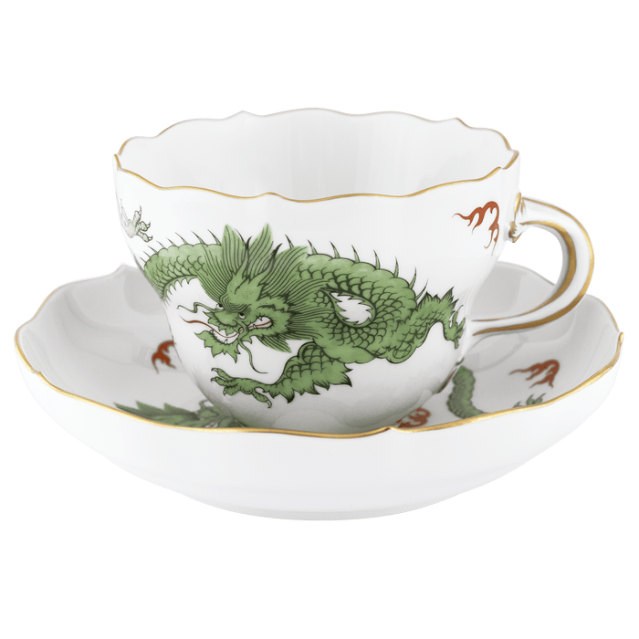 Cappuccinotasse, Ming-Drache, grün, handausgemalt, V 0,25 l | Meissen Neuer Ausschnitt