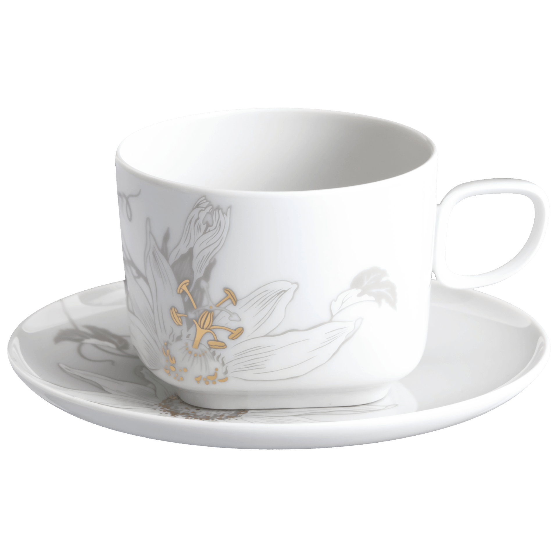 Cappuccinotasse mit Untertasse, Passionsblume, H 8 cm | Meissen Nova 79a905-46984 - Meissen Weimar