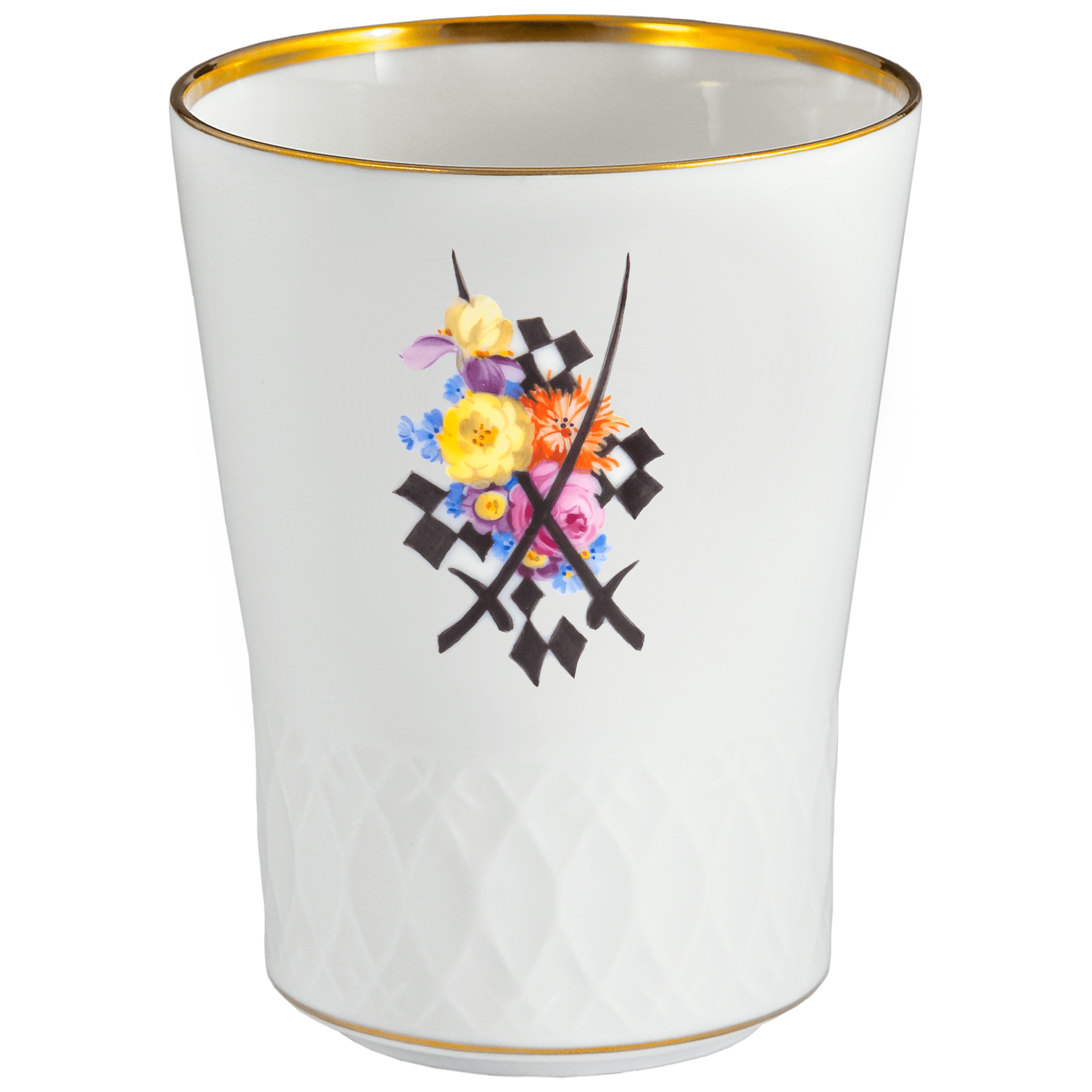 Champagnerbecher Schwerterentwicklung mit Schachbrettmuster H 10,5 cm | Meissen No.41 Swords Luxury Gold 95a017 - 55411 - Meissen Weimar