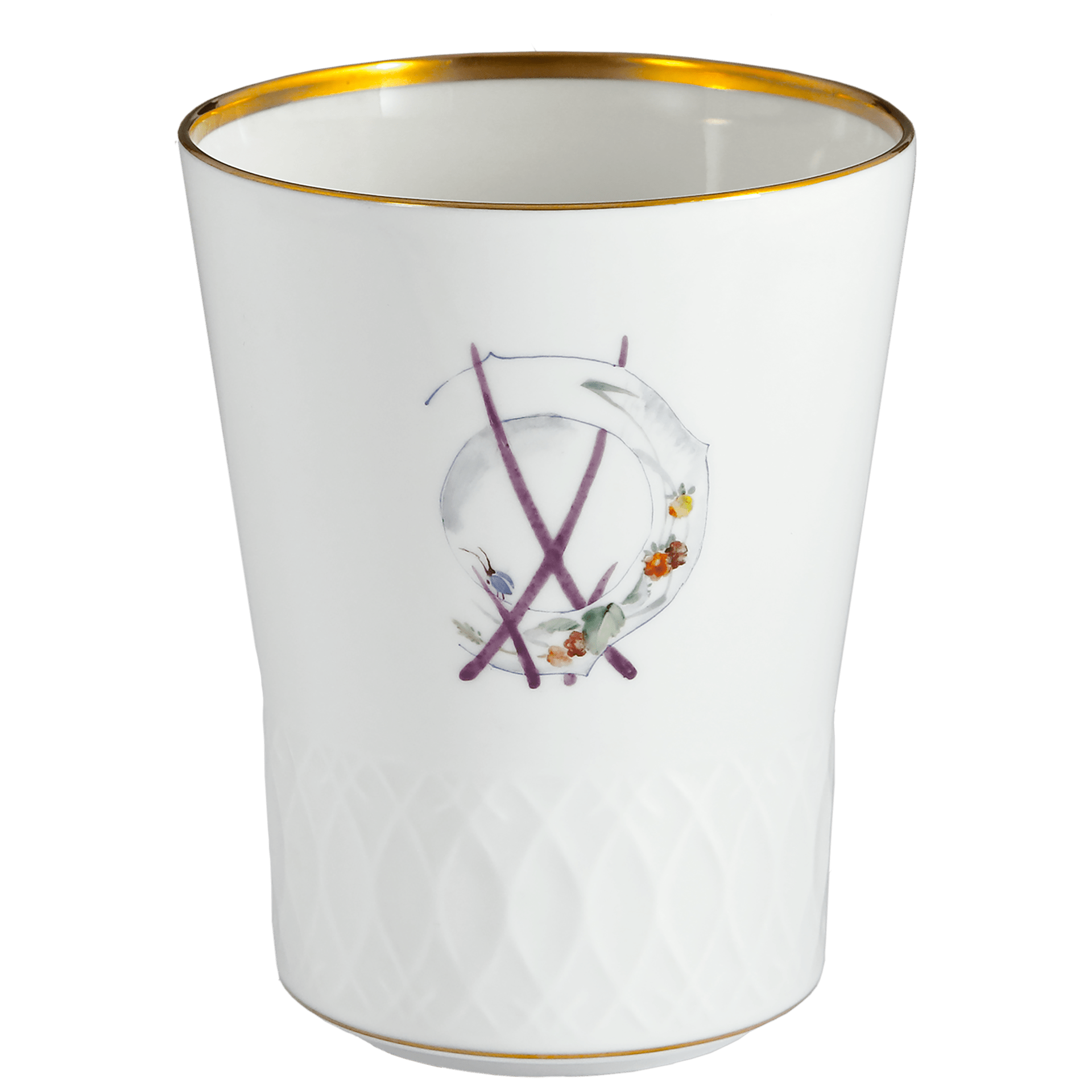 Champagnerbecher Weiss, H 10,5 cm | Meissen Wellenspiel Relief 61a191 - 55411 - Meissen Weimar