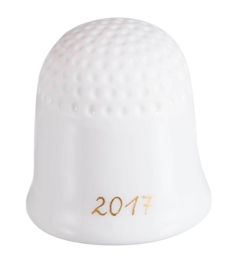 Chinesische Tierkreiszeichen, Jahr des Hahns, rot und gold, "2017", 2,5 cm 680301 - 53766 - Meissen Weimar