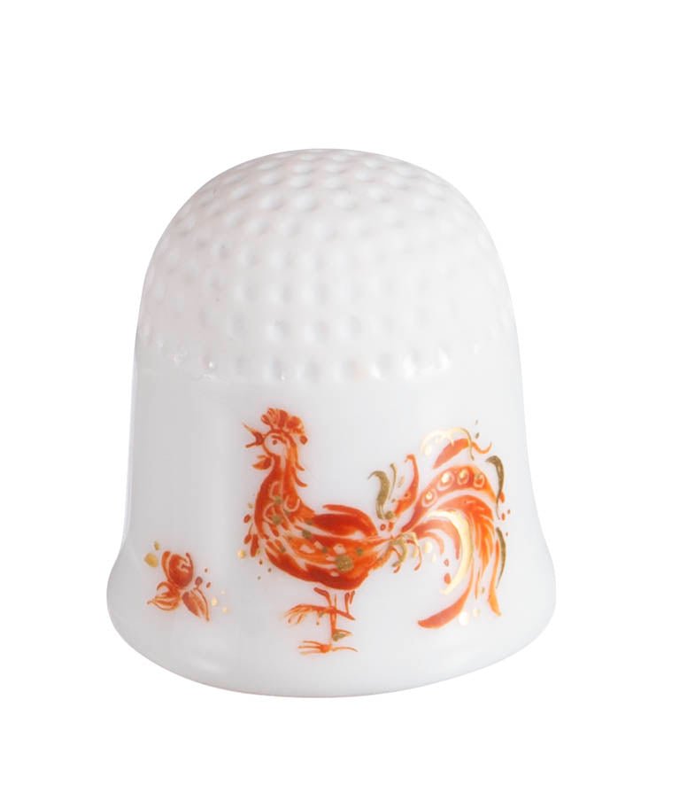 Chinesische Tierkreiszeichen, Jahr des Hahns, rot und gold, "2017", 2,5 cm 680301 - 53766 - Meissen Weimar
