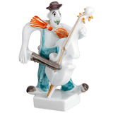 Figur Clown mit Baßgeige, platin staffiert, H 7 cm | Meissen Figuren-Edition Spassvogel