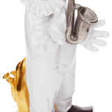 Clown mit Saxophon, Platin staffiert, reich | Meissen Figuren-Edition Künstlerkapelle