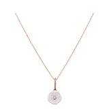 Collier, 750 Roségold, Länge 45/42 cm, 1 Porzellanblüte M, 8 Brillanten 0,13 ct, VS, fw, Vollschliff Gut | Meissen Royal Blossom Diamond