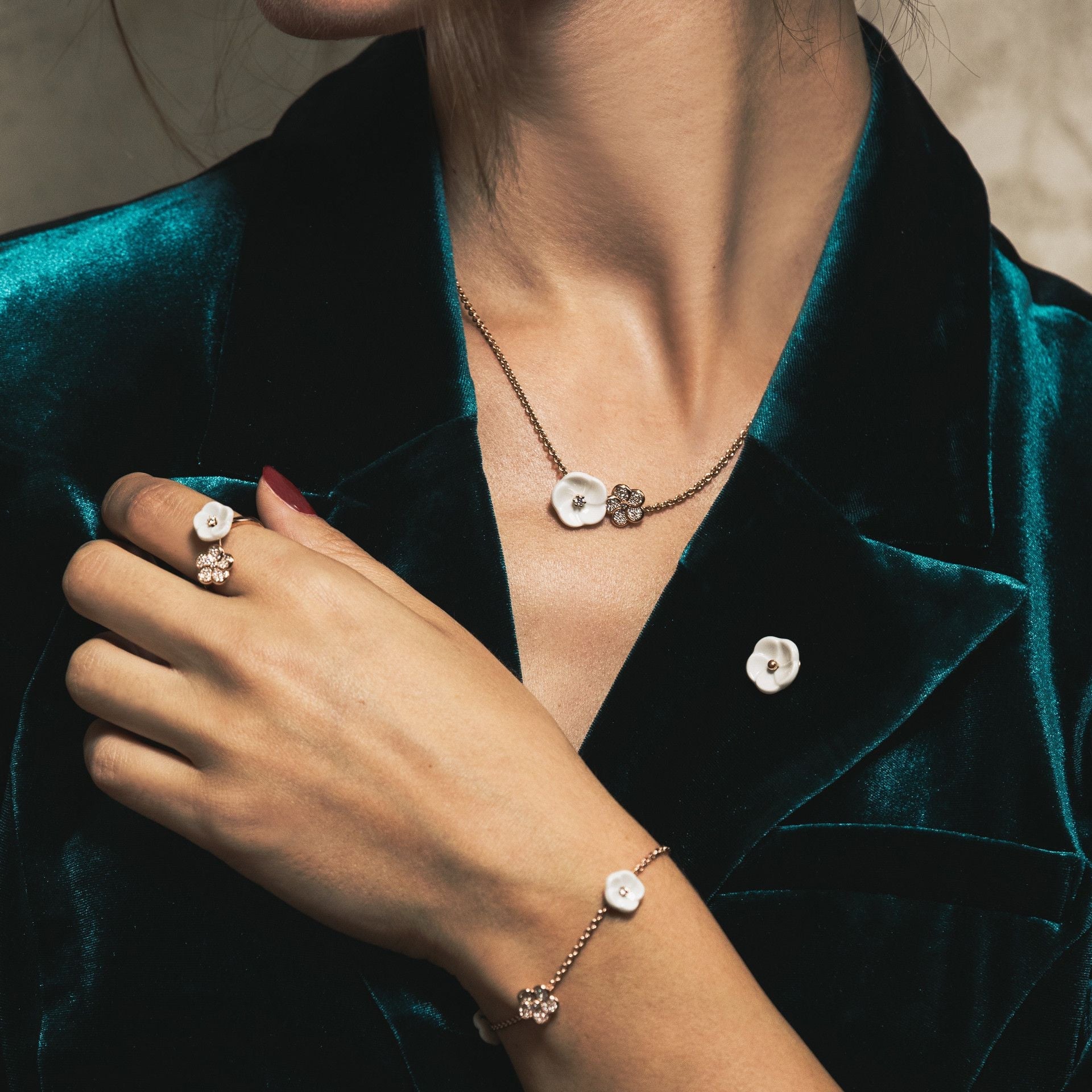 Collier Roségold 45 cm | Meissen Royal Blossom Collection mpj20bl175c45 - Meissen Weimar