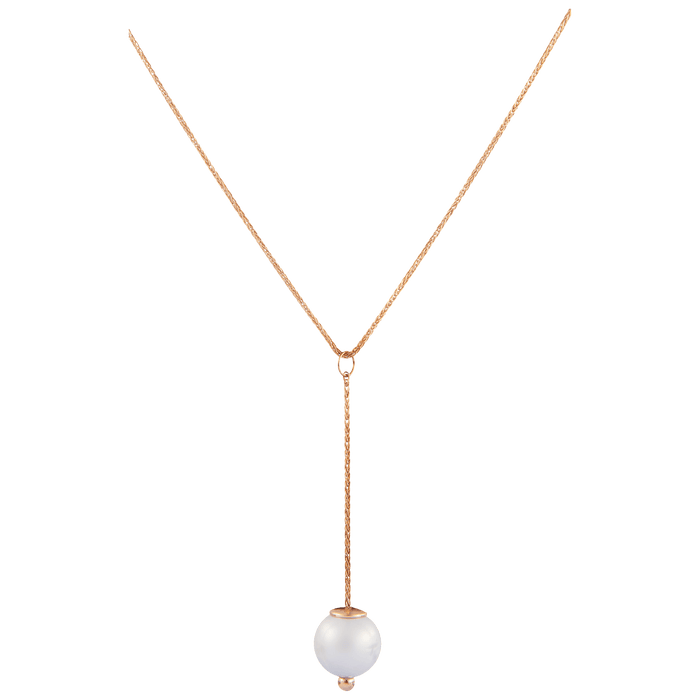 Collier Pure White lang, 750 Roségold, bestehend aus Zopfkette, Länge 63cm mit Zwischenöse bei 60cm und Anhänger | Meissen Pearl Collection