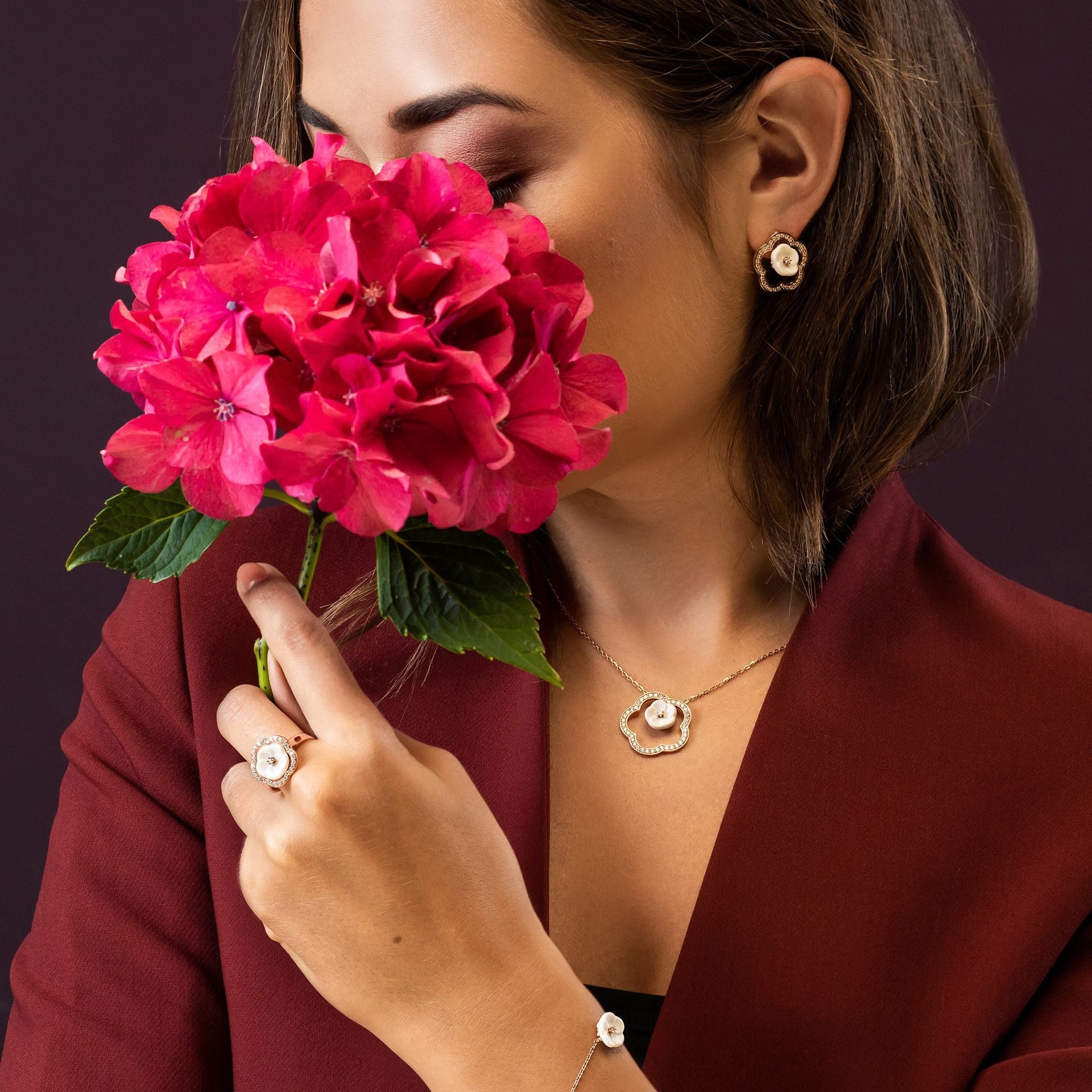 Collier Roségold mit Schneeballblüte, 45 cm | Meissen Royal Blossom Collection mpj20bf168c45 - Meissen Weimar