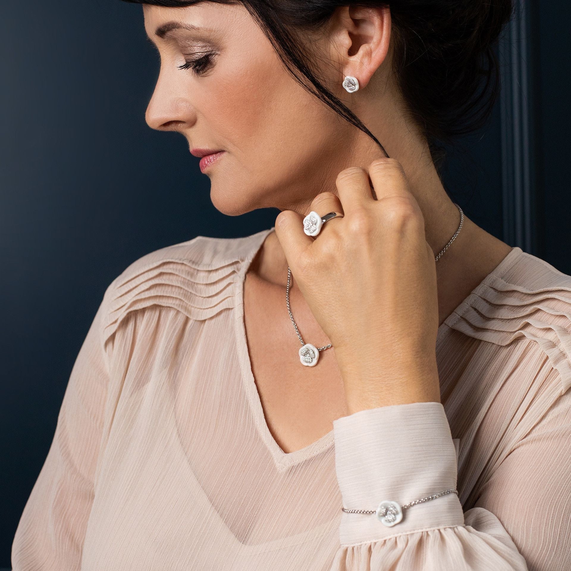 Collier Royal Blossom Pavé, 45 cm | Meissen Royal Blossom Collection mpj20bl233c45 - Meissen Weimar