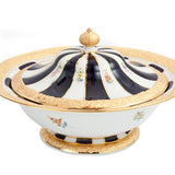 Deckelschüssel, gestreute Blümchen, königsblau glasiert, Goldbronze, V 0,7 l | Meissen X-Form