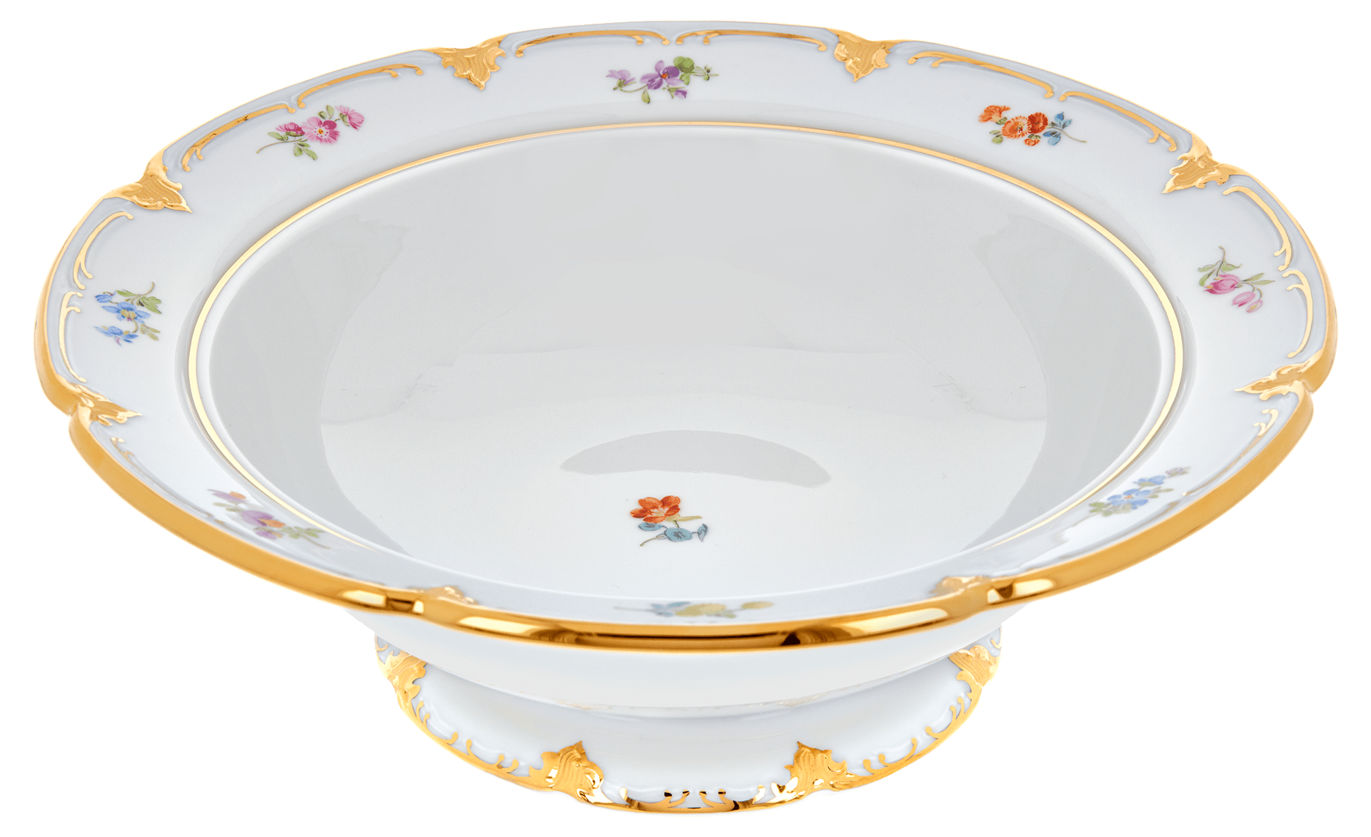 Deckelschüssel Goldbronze gestreute Blümchen Ø 27,5 cm | Meissen B - Form 010179 - 15381 - Meissen Weimar