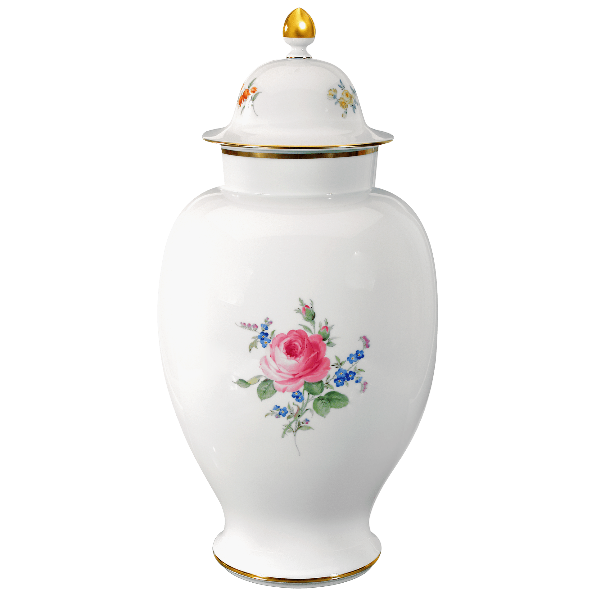 Deckelvase Blumenbukett, Weiß bunt, H 64 cm | Meissen Exklusiv - Kollektion 100180 - 51115 - Meissen Weimar
