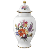 Deckelvase Blumenbukett, Weiß bunt, H 64 cm | Meissen Exklusiv-Kollektion