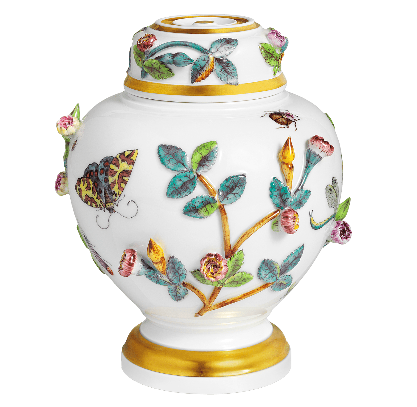 Deckelvase Blüten und Insekten, limitiert, H 13,5 cm | Meissen Limitierte Meisterwerke 908884 - 82382 - Meissen Weimar