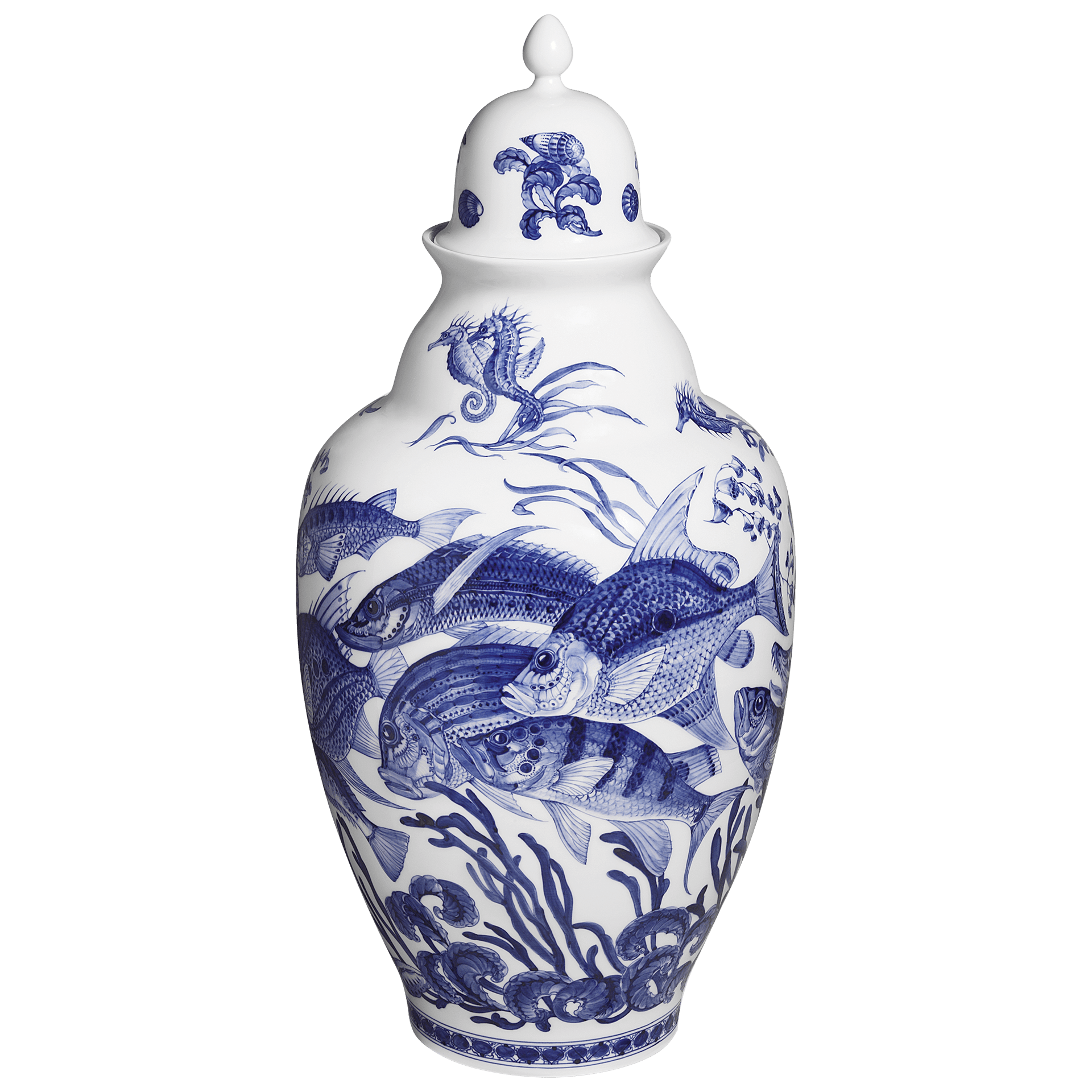 Deckelvase Fische, handbemalt, H 63 cm | Meissen Limitierte Meisterwerke 82a282 - 51350 - Meissen Weimar