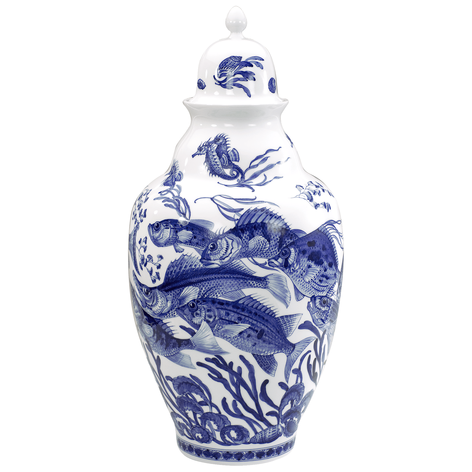 Deckelvase Fische, handbemalt, H 63 cm | Meissen Limitierte Meisterwerke 82a282 - 51350 - Meissen Weimar