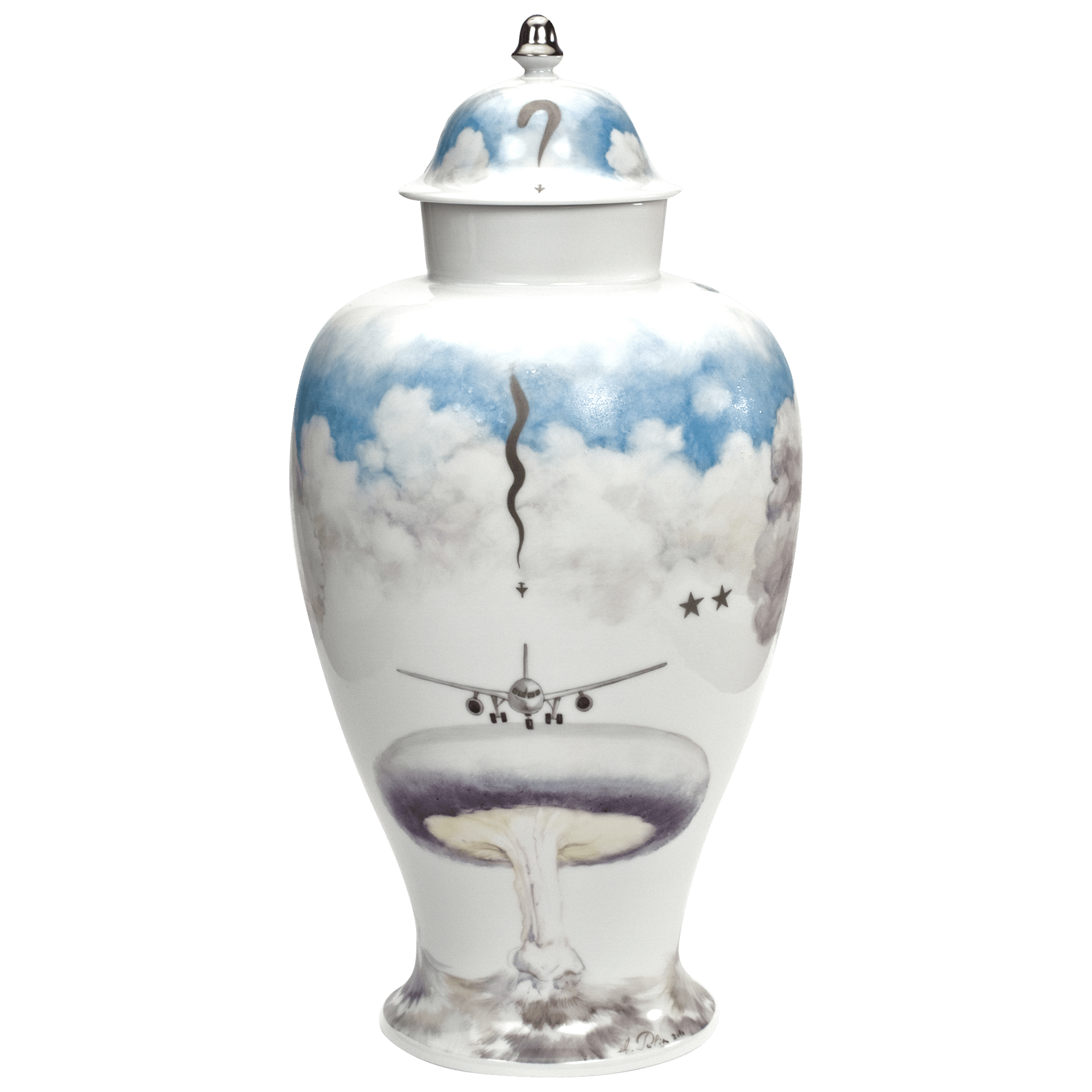 Deckelvase Four Mushrooms, H 38 cm, Unikat | Meissen Unikate 631100 - u3977 - Meissen Weimar