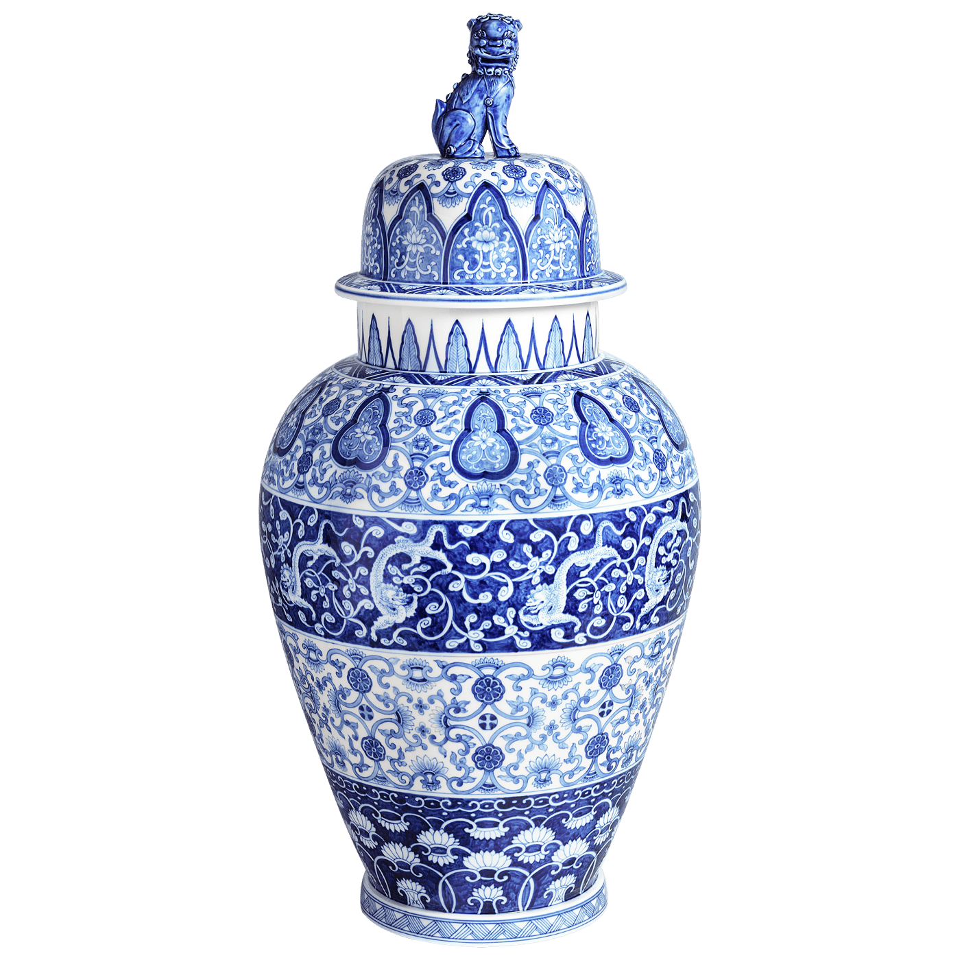 Deckelvase mit Löwenknauf Ostasiatische Blütenmotive H 66 cm | Meissen Limitierte Meisterwerke 82a284 - 51321 - Meissen Weimar