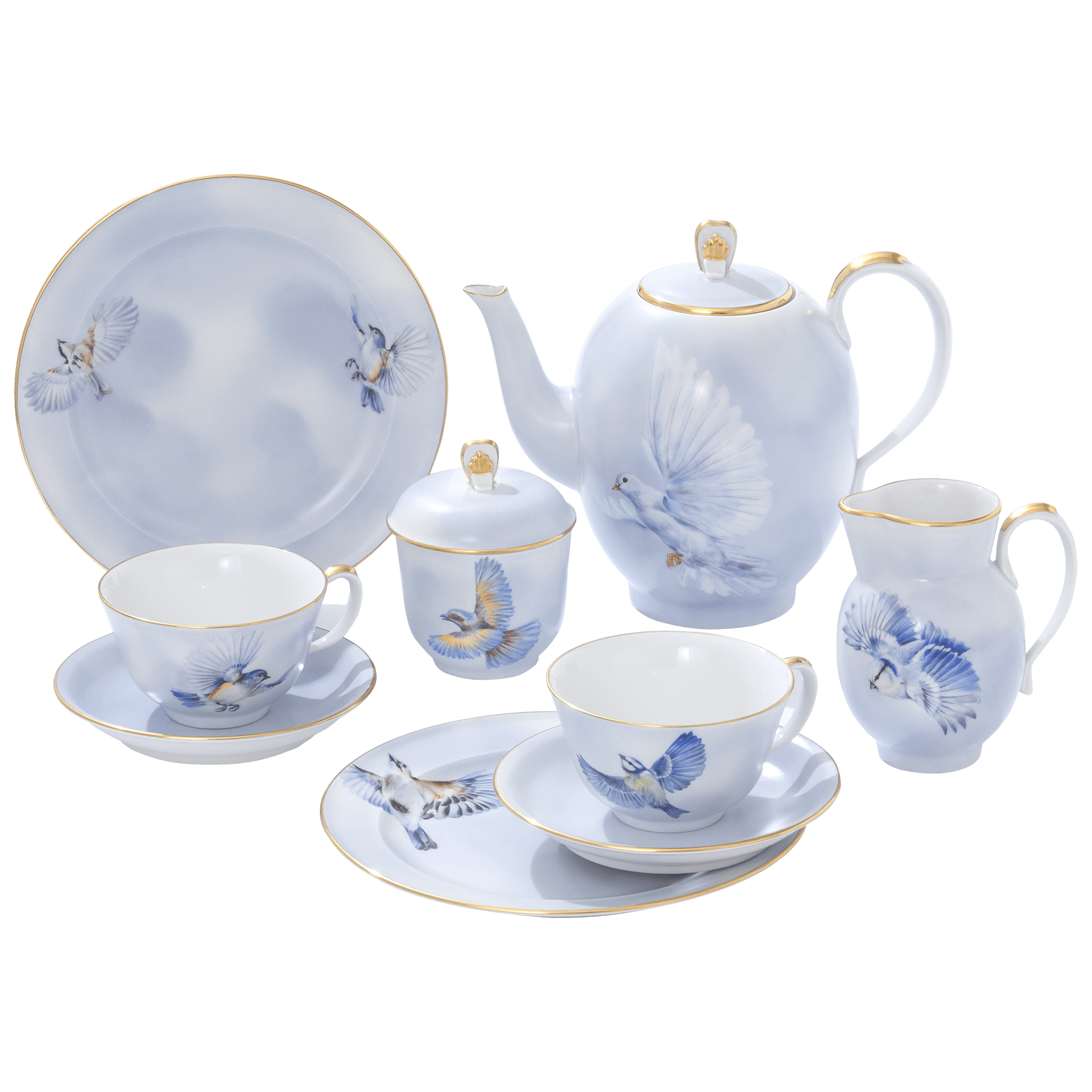 Déjeuner Tafelservice, Vögel im Flug, limitiert, Porzellan | Meissen Limitierte Meisterwerke 936a84 - s1801 - Meissen Weimar