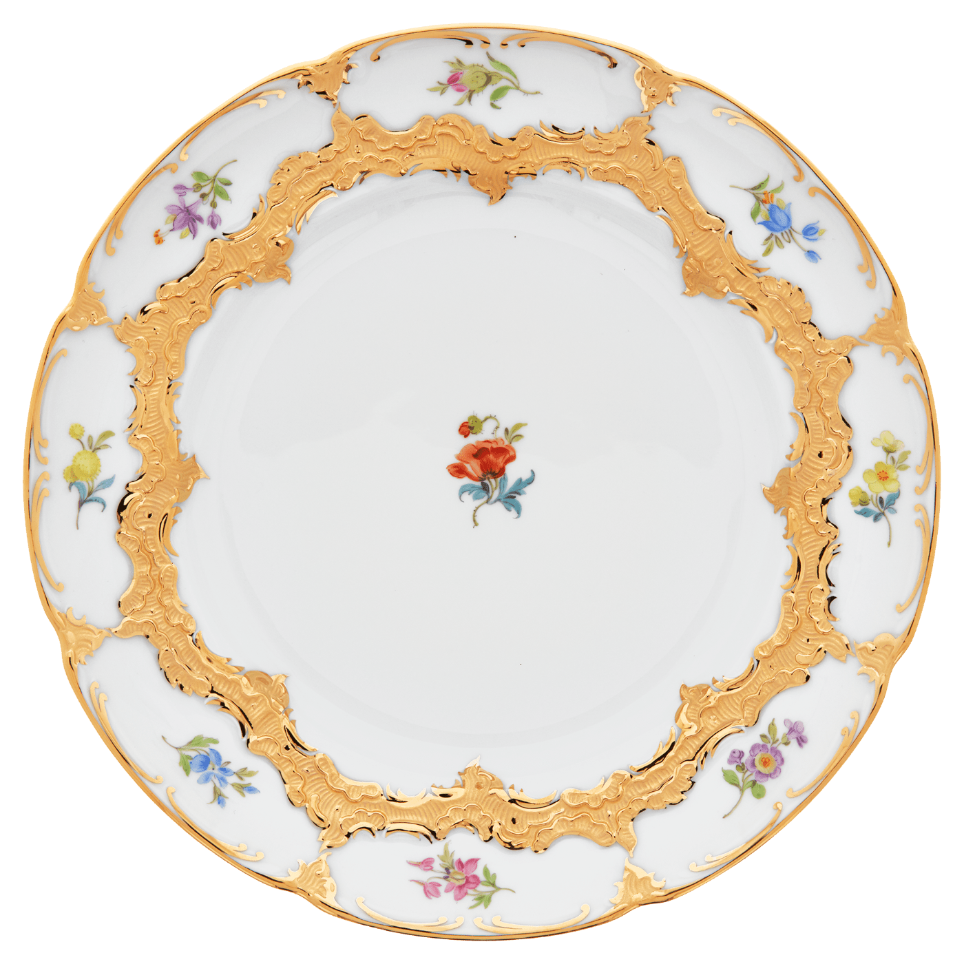 Dessertteller Gestreute Blümchen Goldbronze Ø 20 cm | Meissen B - Form 010179 - 15501 - Meissen Weimar
