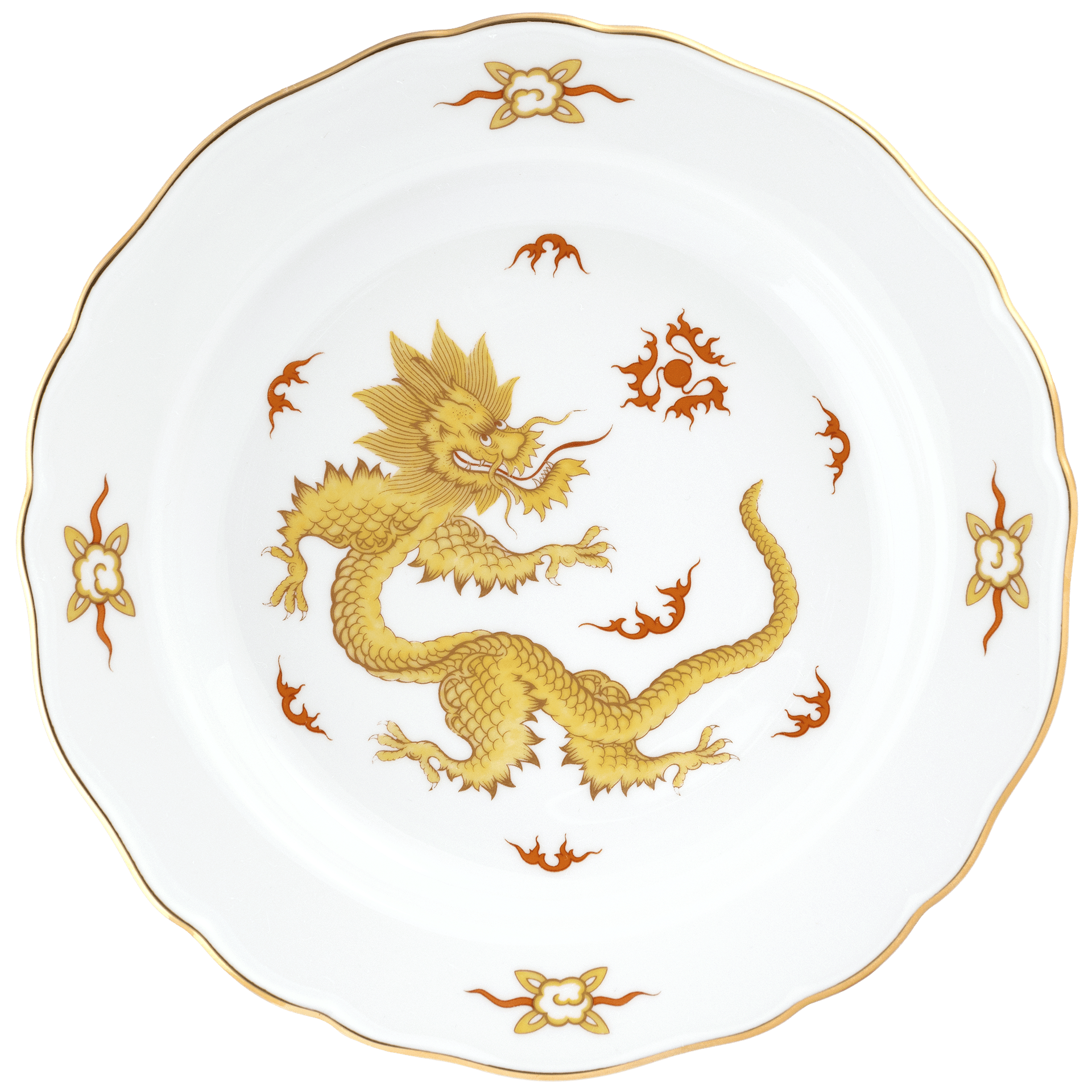 Dessertteller, Ming Drache Gelb, handausgemalt, Ø 18 cm | Meissen Neuer Ausschnitt 33d610-00501 - Meissen Weimar