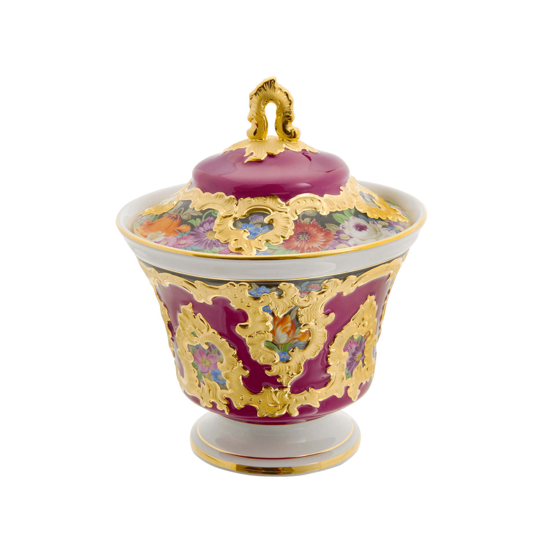 Dose Blumenmalerei, purpur glasiert, H 17,5 cm, limitiert | Meissen Limitierte Meisterwerke 20a184 - 15825 - Meissen Weimar