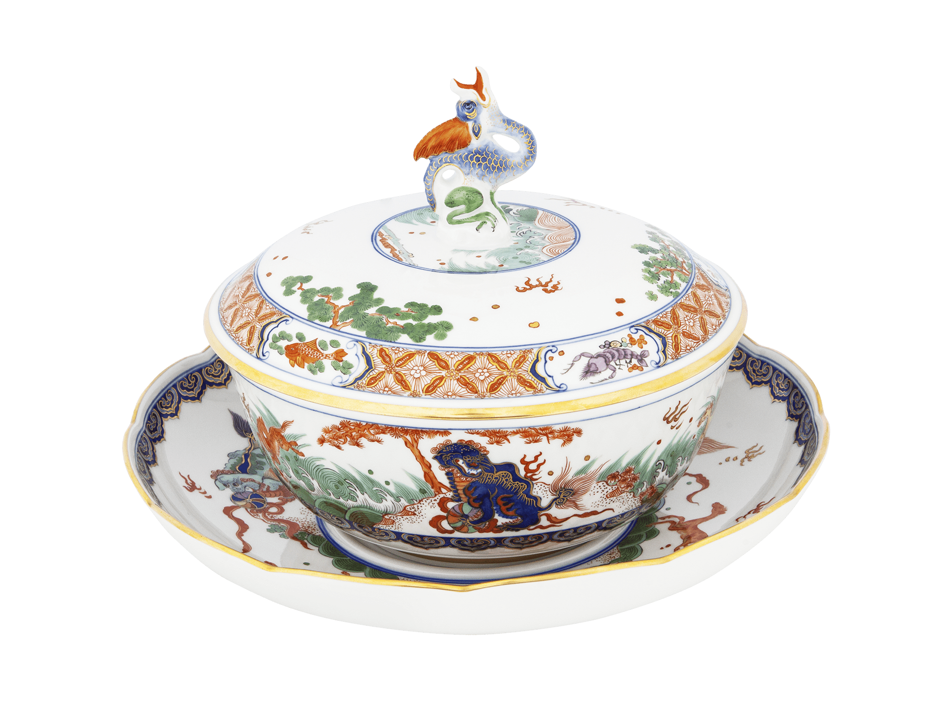 Dose Fo - Hunde in chinesischer Landschaft, L 14 cm, Limitiert | Meissen Limitierte Meisterwerke 579884 - c0052 - Meissen Weimar