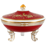 Dose Goldene Vögel und Blattranken, Omanrot, H 10 cm | Meissen Limitierte Meisterwerke