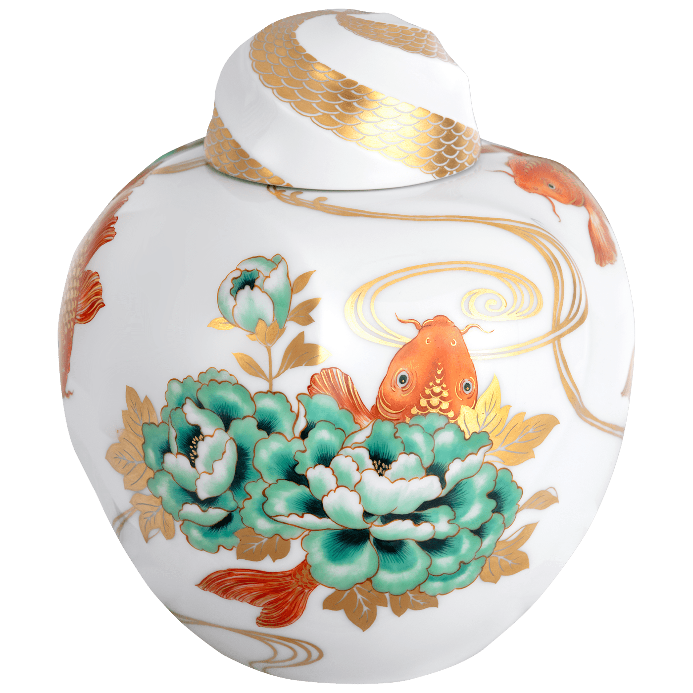 Dose Karpfen mit Blumen, H 16 cm, limitiert 50 Stück | Meissen Limitierte Meisterwerke 57a884 - 52285 - Meissen Weimar