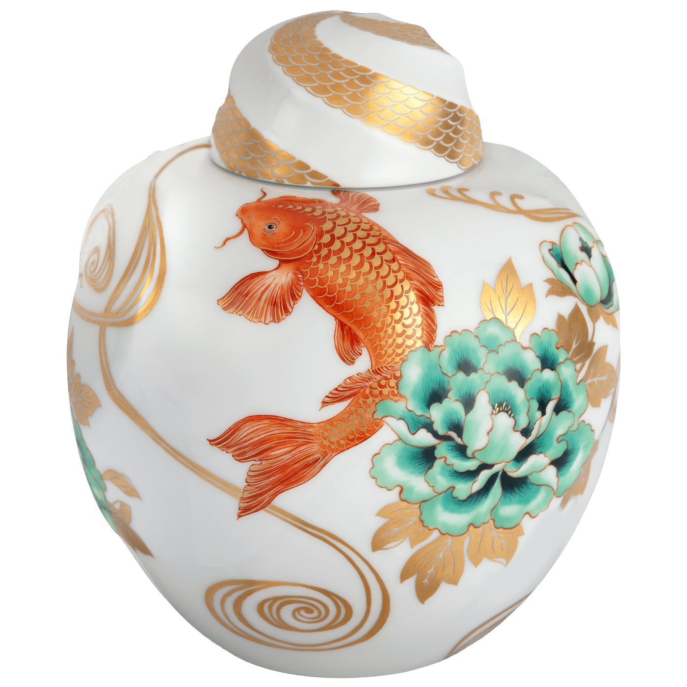 Dose Karpfen mit Blumen, H 16 cm, limitiert 50 Stück | Meissen Limitierte Meisterwerke 57a884 - 52285 - Meissen Weimar