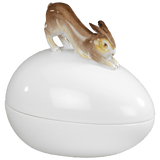 Dose in Eiform mit Hase, Weiß, H 13,5 cm | Meissen Limitierte Meisterwerke