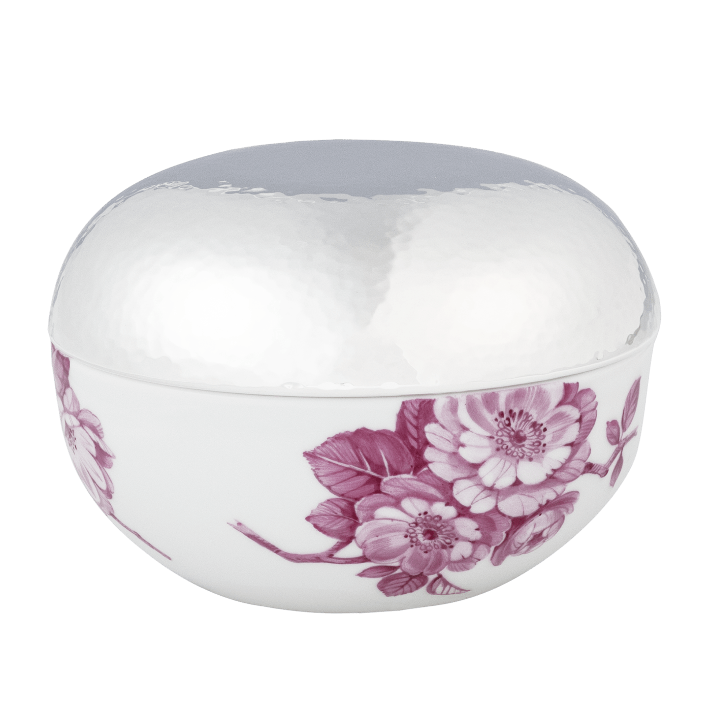 Dose mit versilberten Deckel, Blütenimpressionen, purpur, V 0 l | Sonja Quandt Edition Meissen 23A081 - 52M33 - Meissen Weimar