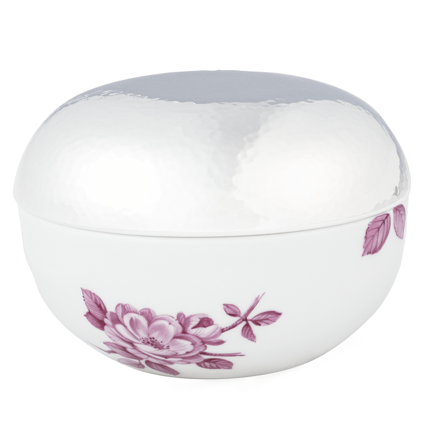 Dose mit versilberten Deckel, Blütenimpressionen, purpur, V 0 l | Sonja Quandt Edition Meissen 23A081 - 52M33 - Meissen Weimar