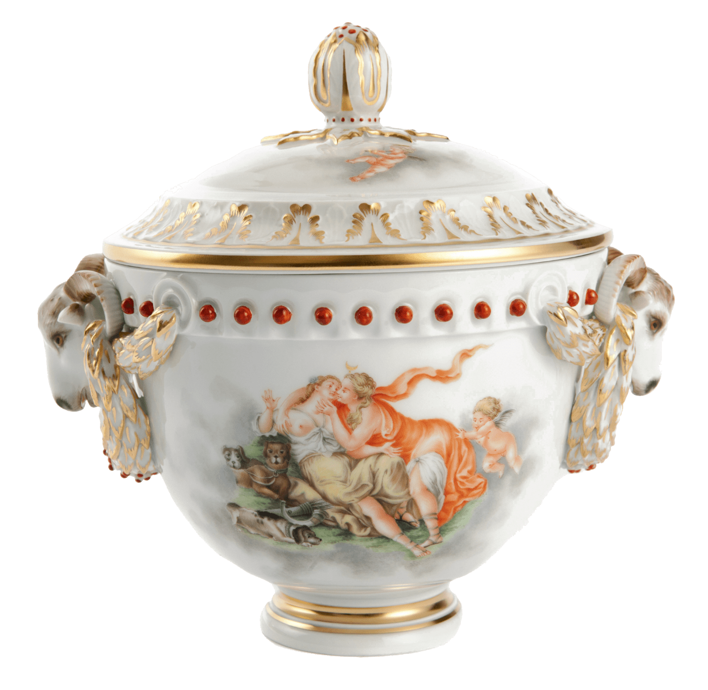 Dose mit Widderköpfen, Limitiert, H 16,5 cm | Meissen Limitierte Meisterwerke 299984 - 52773 - Meissen Weimar