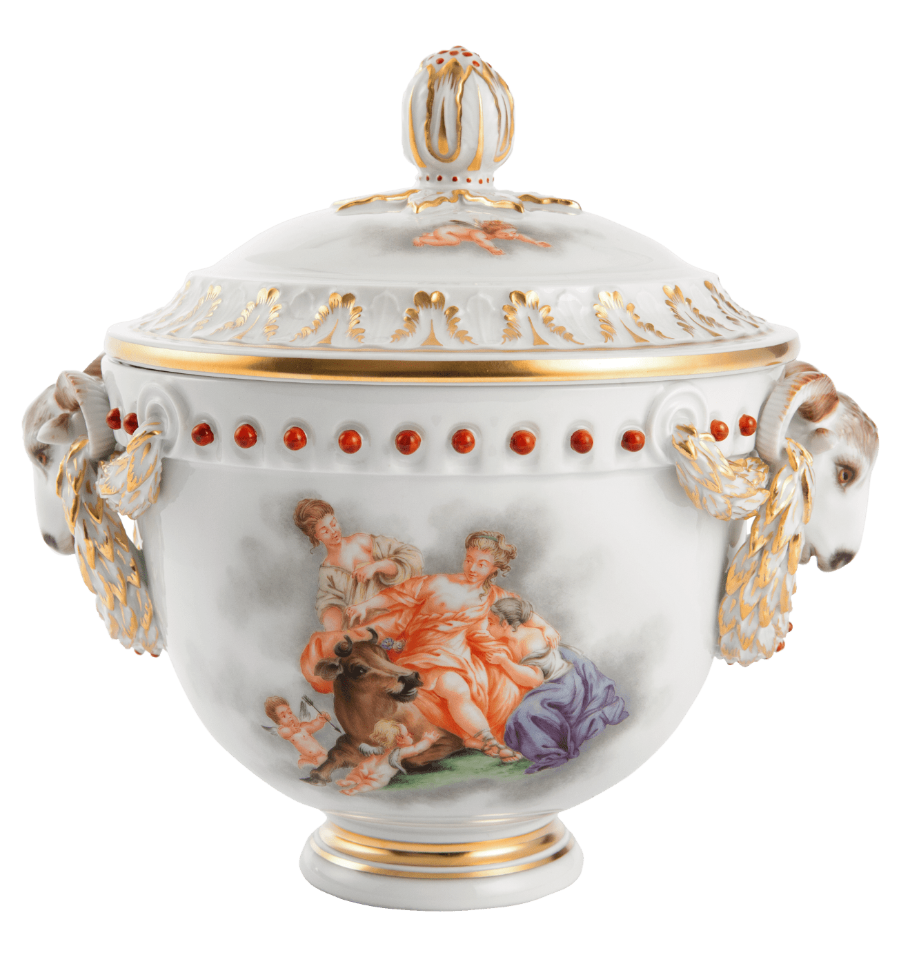 Dose mit Widderköpfen, Limitiert, H 16,5 cm | Meissen Limitierte Meisterwerke 299984 - 52773 - Meissen Weimar
